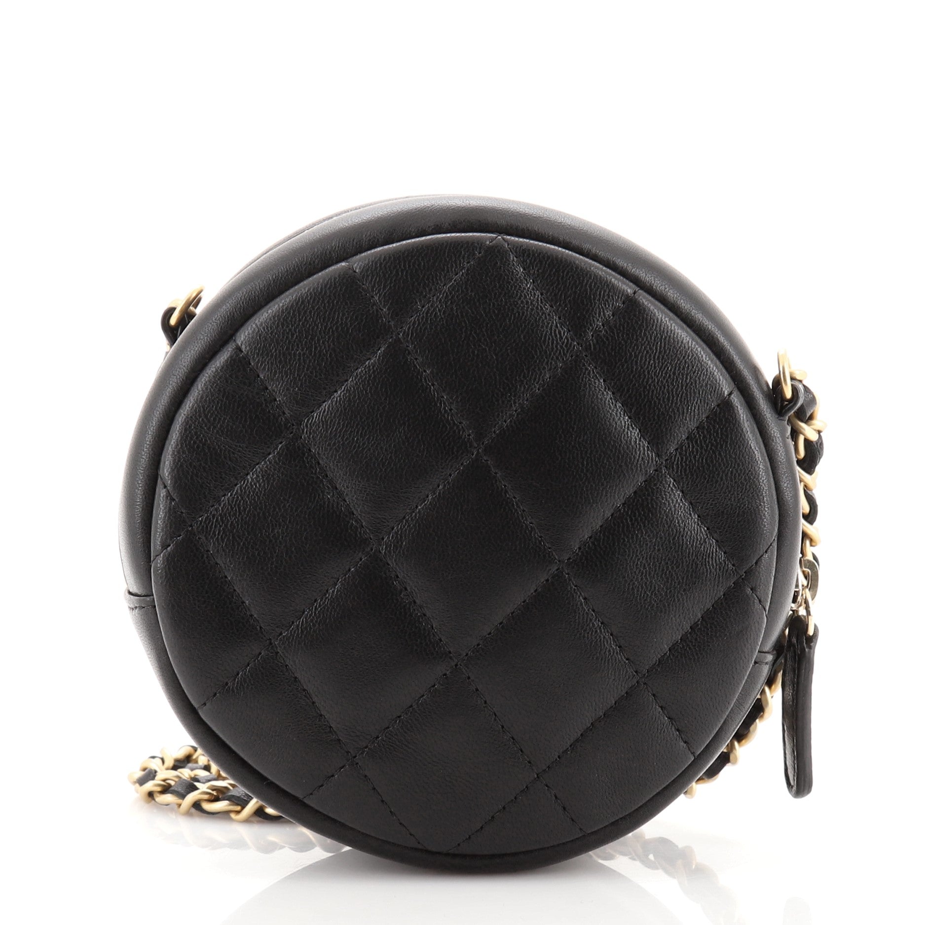 18K Charms Round Clutch With Chain Quilted Lambskin Mini