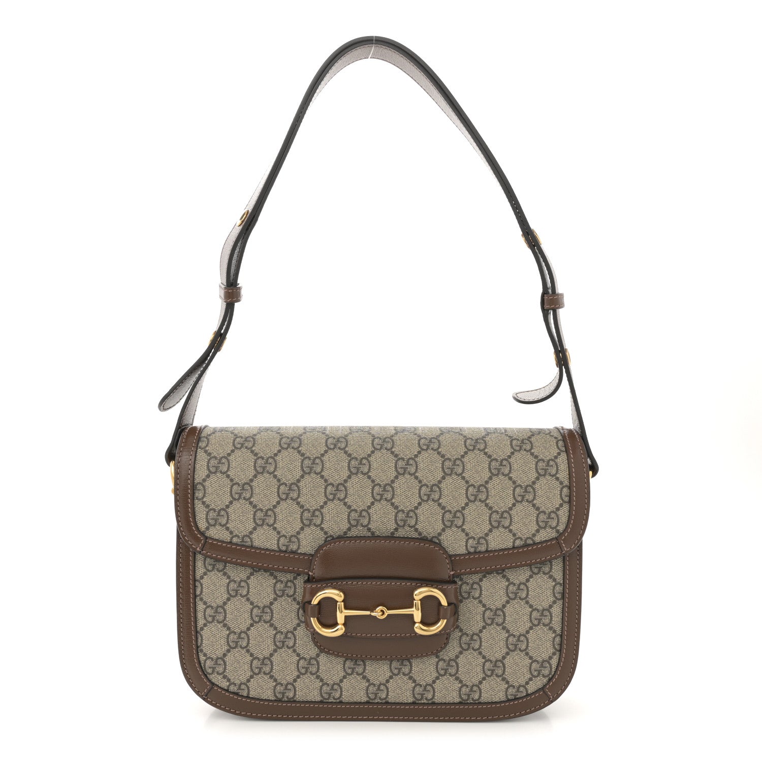 GG Supreme Monogram Horsebit 1955 Shoulder Bag Beige Brown Sugar