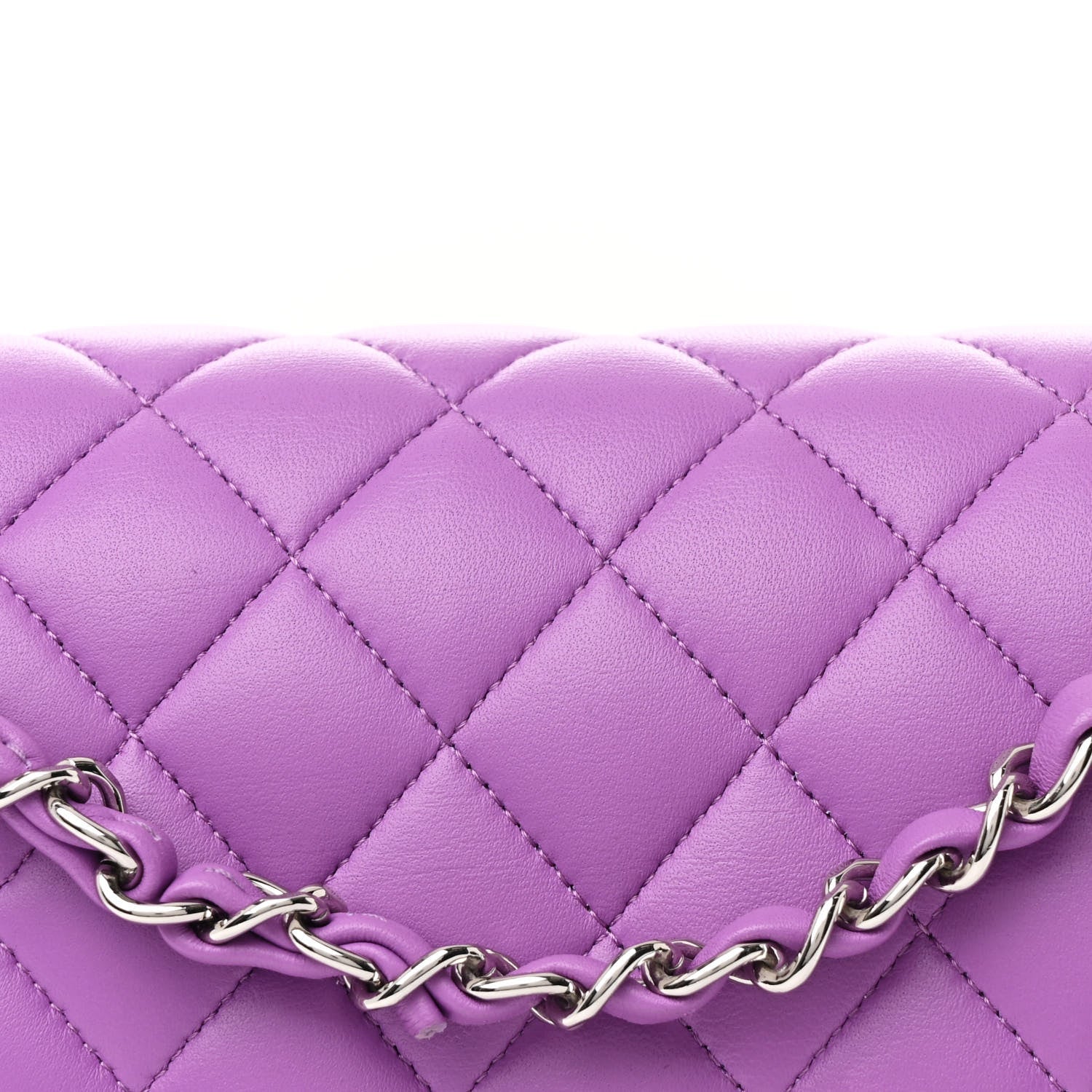 Lambskin Quilted Medium Double Flap Purple