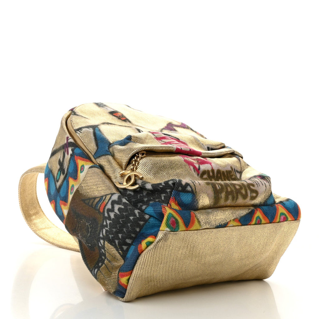 Graffiti Printed Canvas Street Spirit Backpack Multicolor