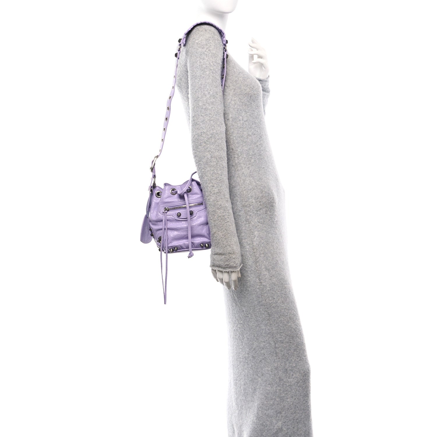 Agneau Arena Le Cagole Bucket Bag XS Lilac