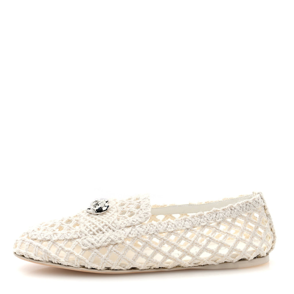 Cord Braided CC Mocassin Loafers 39.5 White