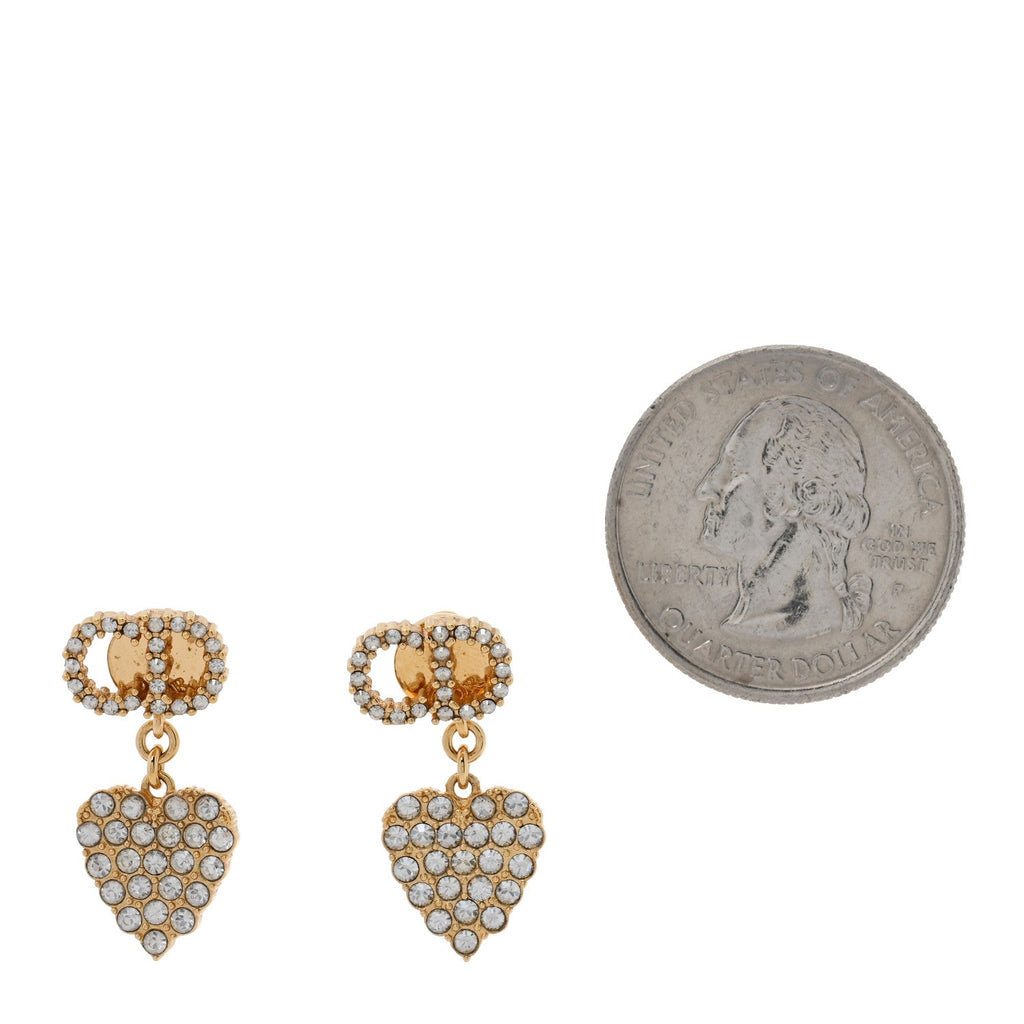 Crystal CD Heart Earrings Gold