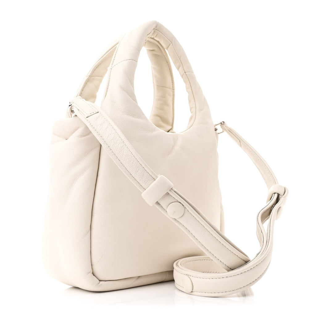 Nappa Soft Padded Small Double Handled Shoulder Bag White