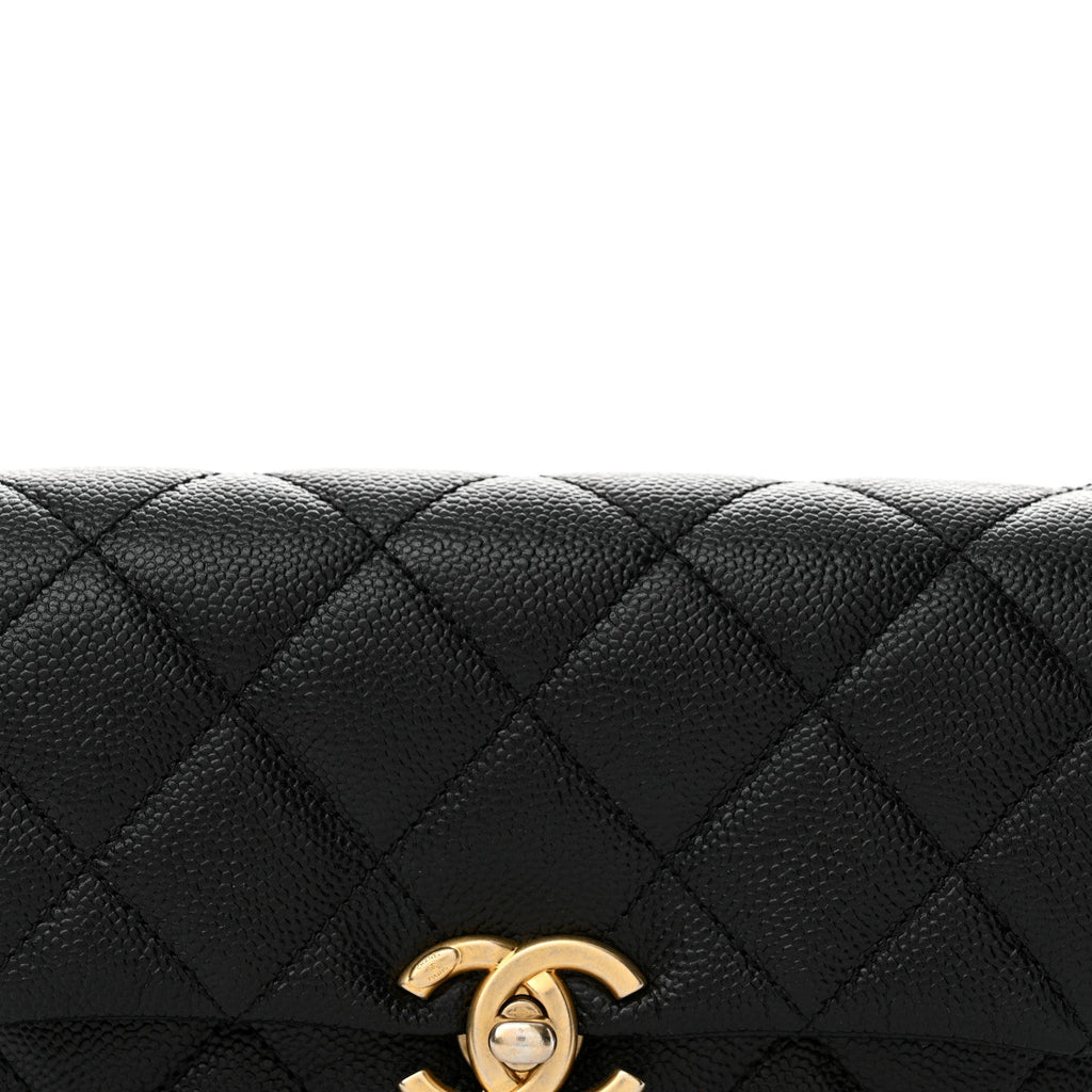 Shiny Caviar Quilted Chain Melody Waist Belt Bag Black