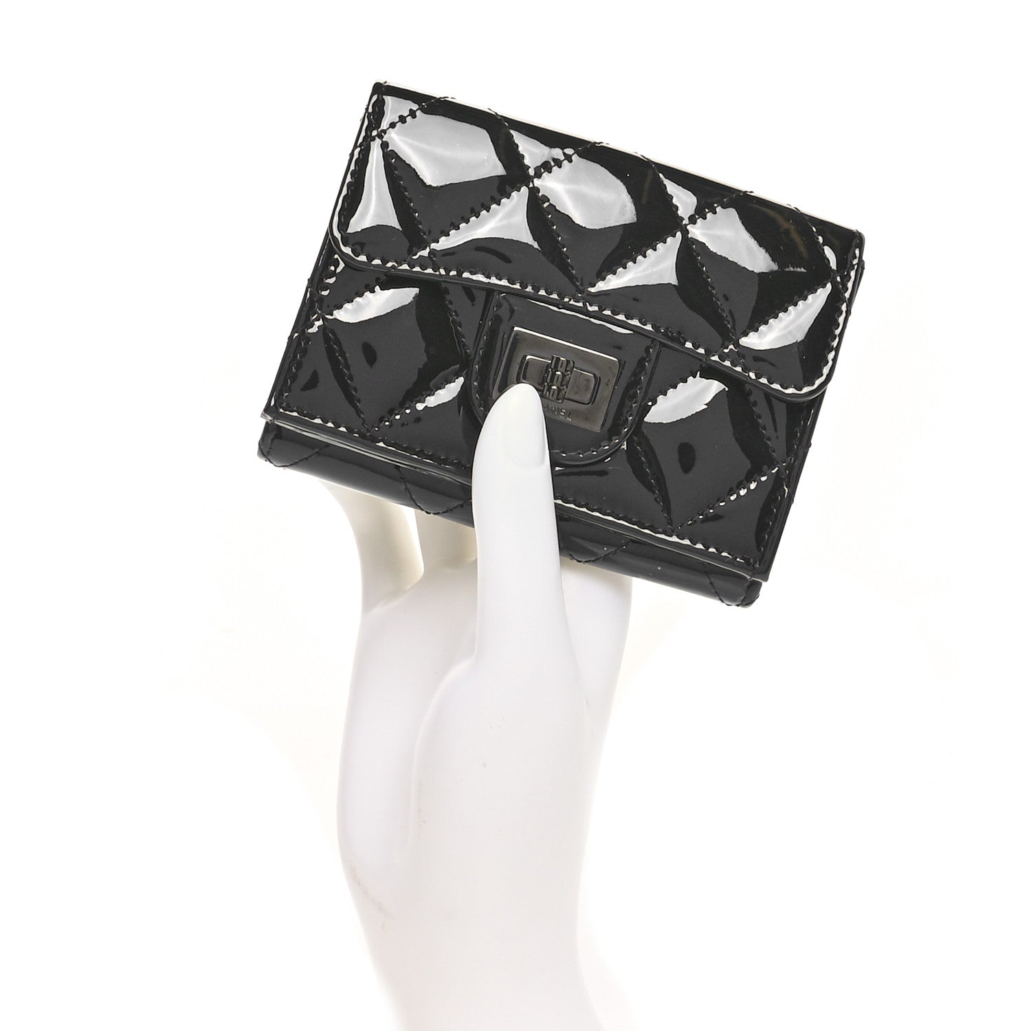 Patent Quilted Reissue Compact Wallet So Black
