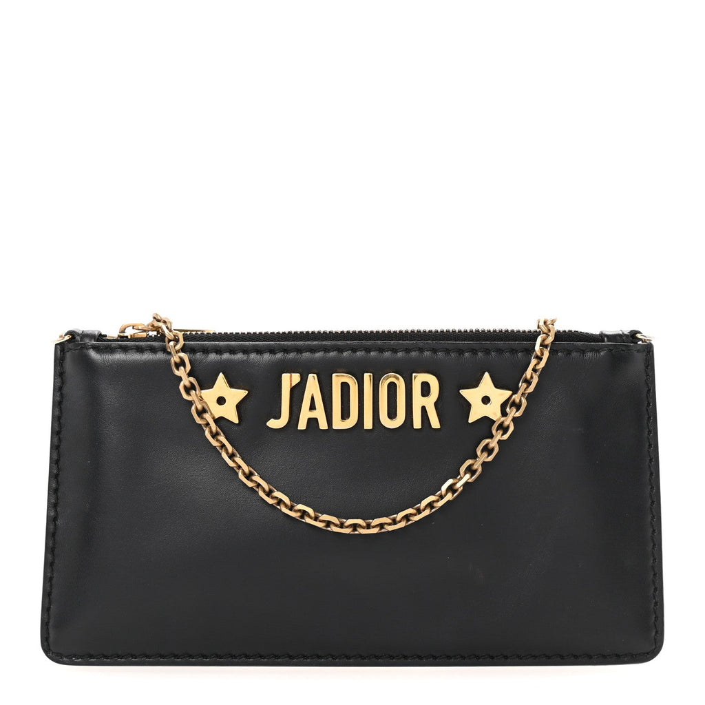 Calfskin J'adior Croisiere Chain Pouch Black
