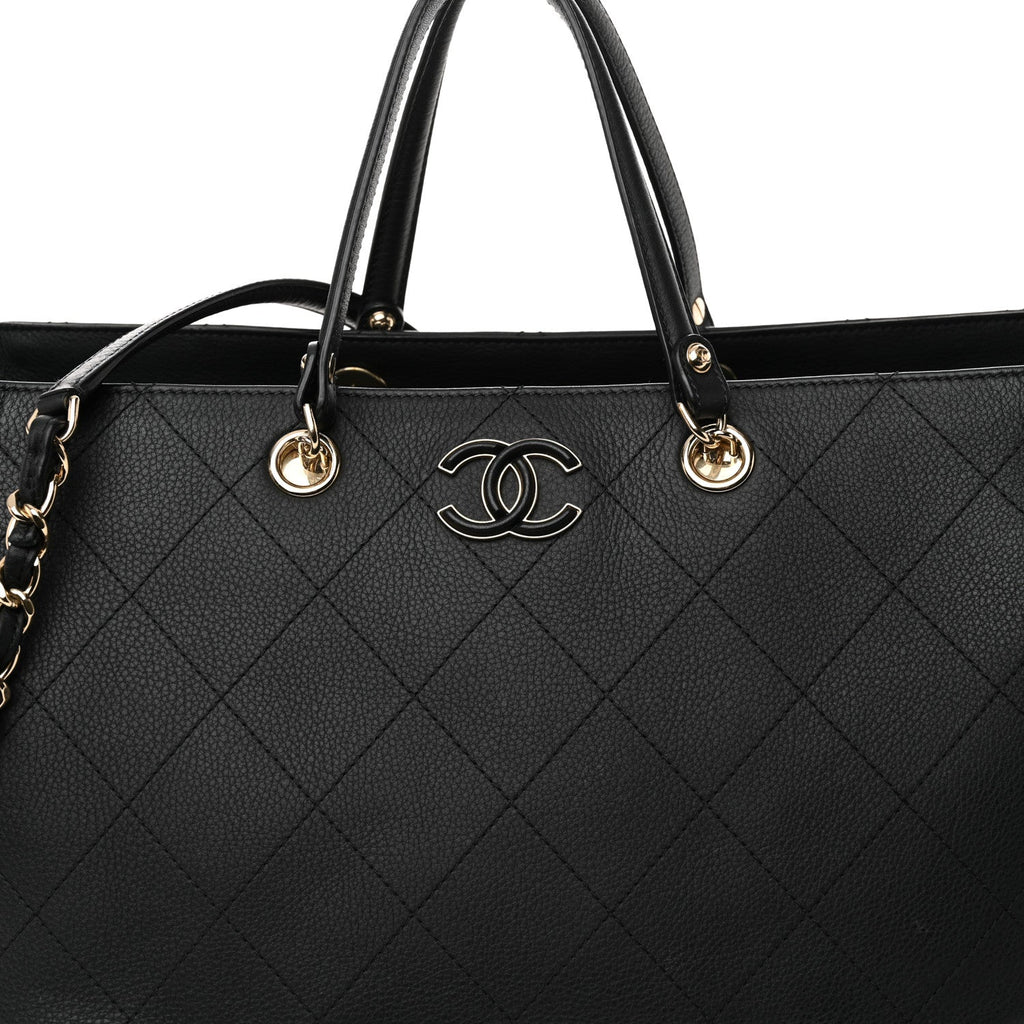 Bullskin Stitched Large Shopping Bag Black