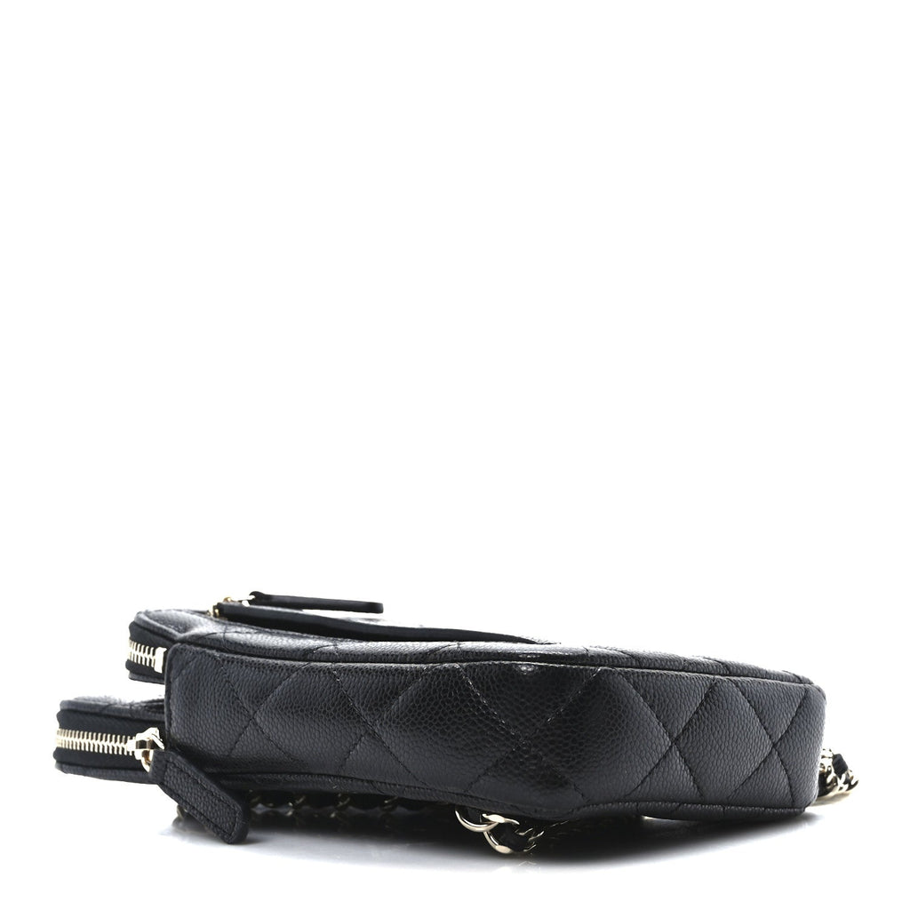 Caviar Quilted Phone Pocket With Chain WOC Black