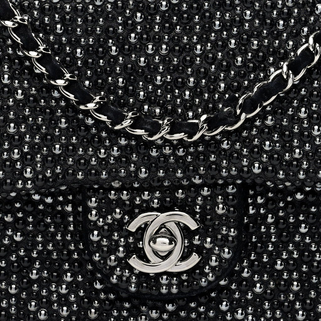 Suede Beaded Small Flap Dark Grey