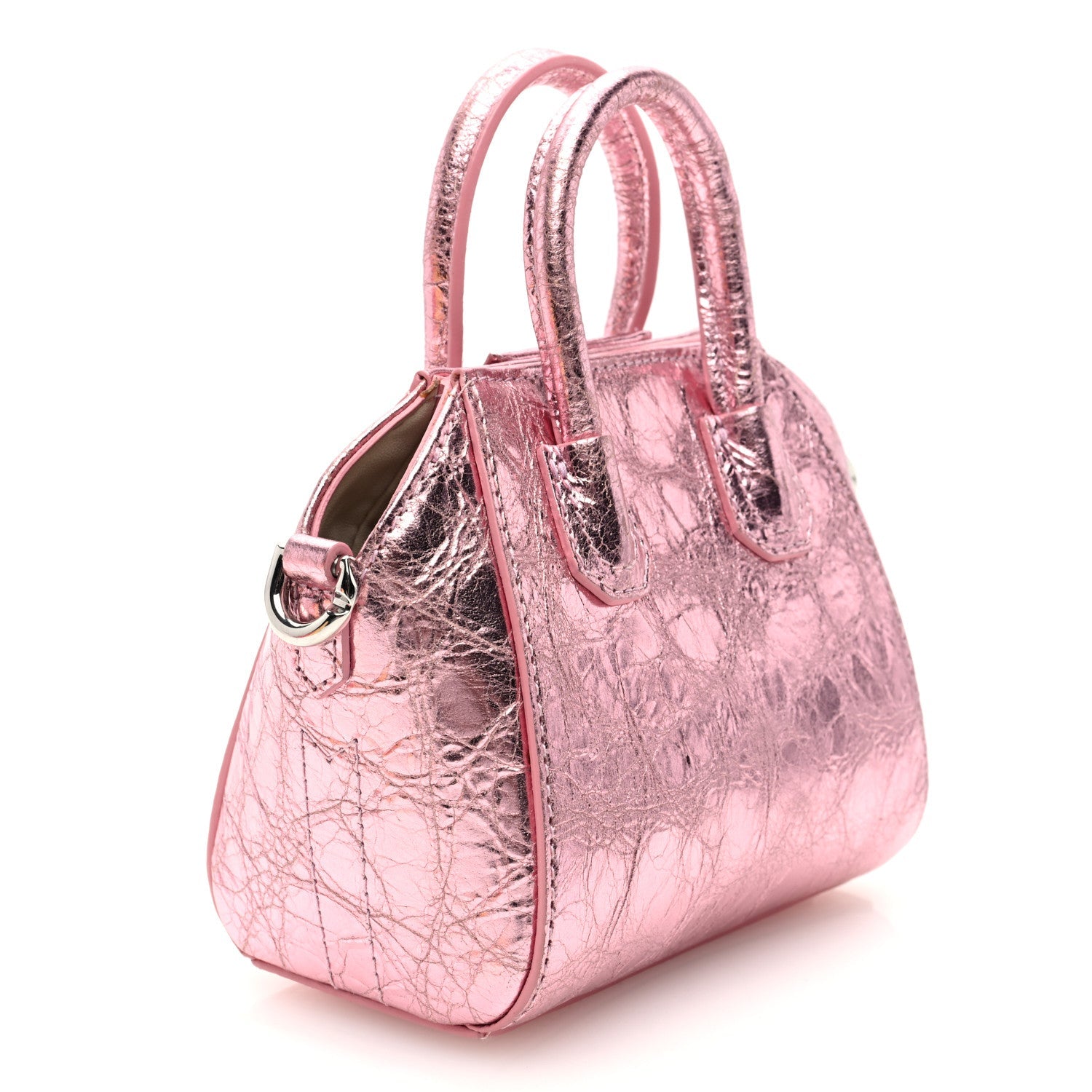 Laminated Lambskin Micro Antigona Silk Pink