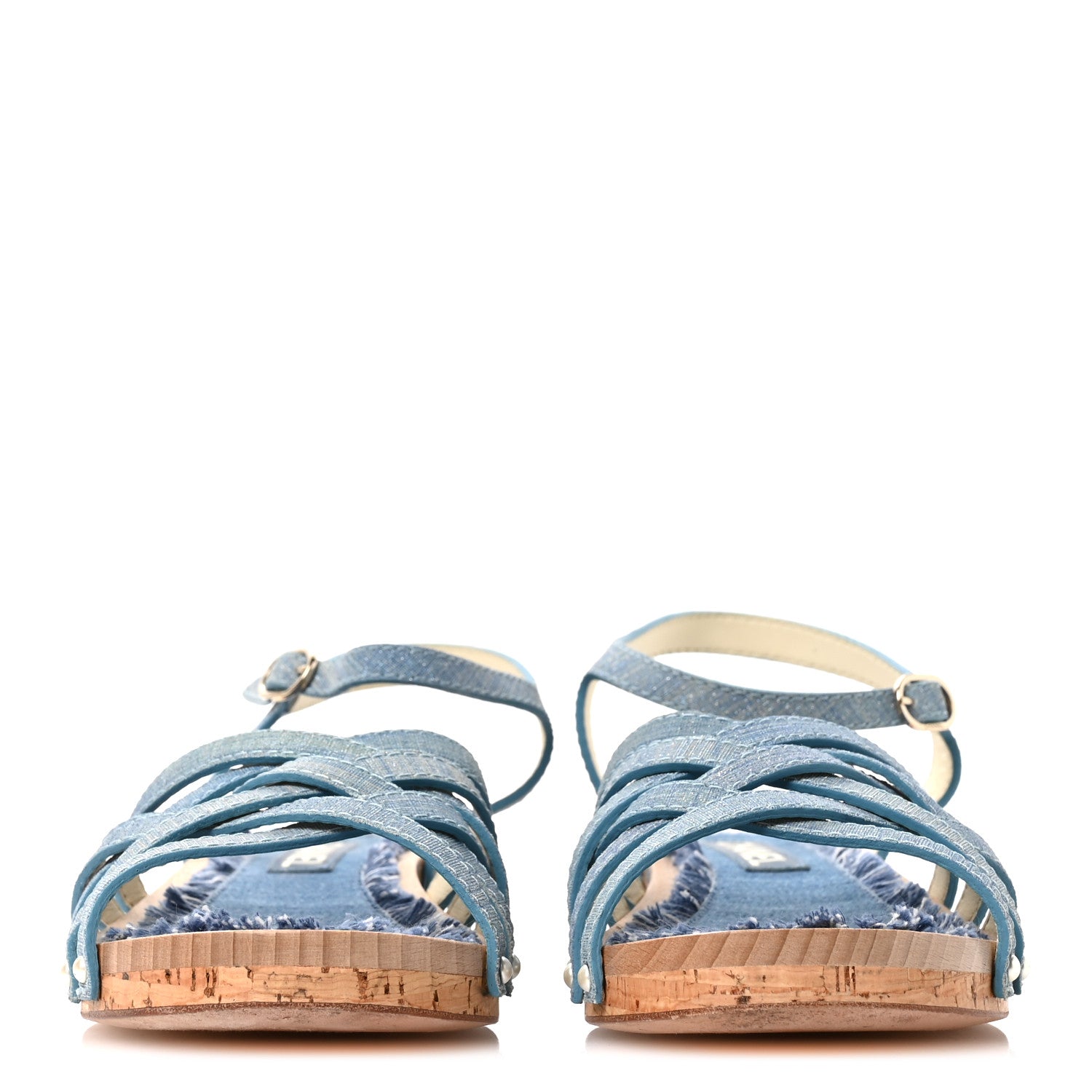 Denim Cork Pearl Sandals 39 Blue