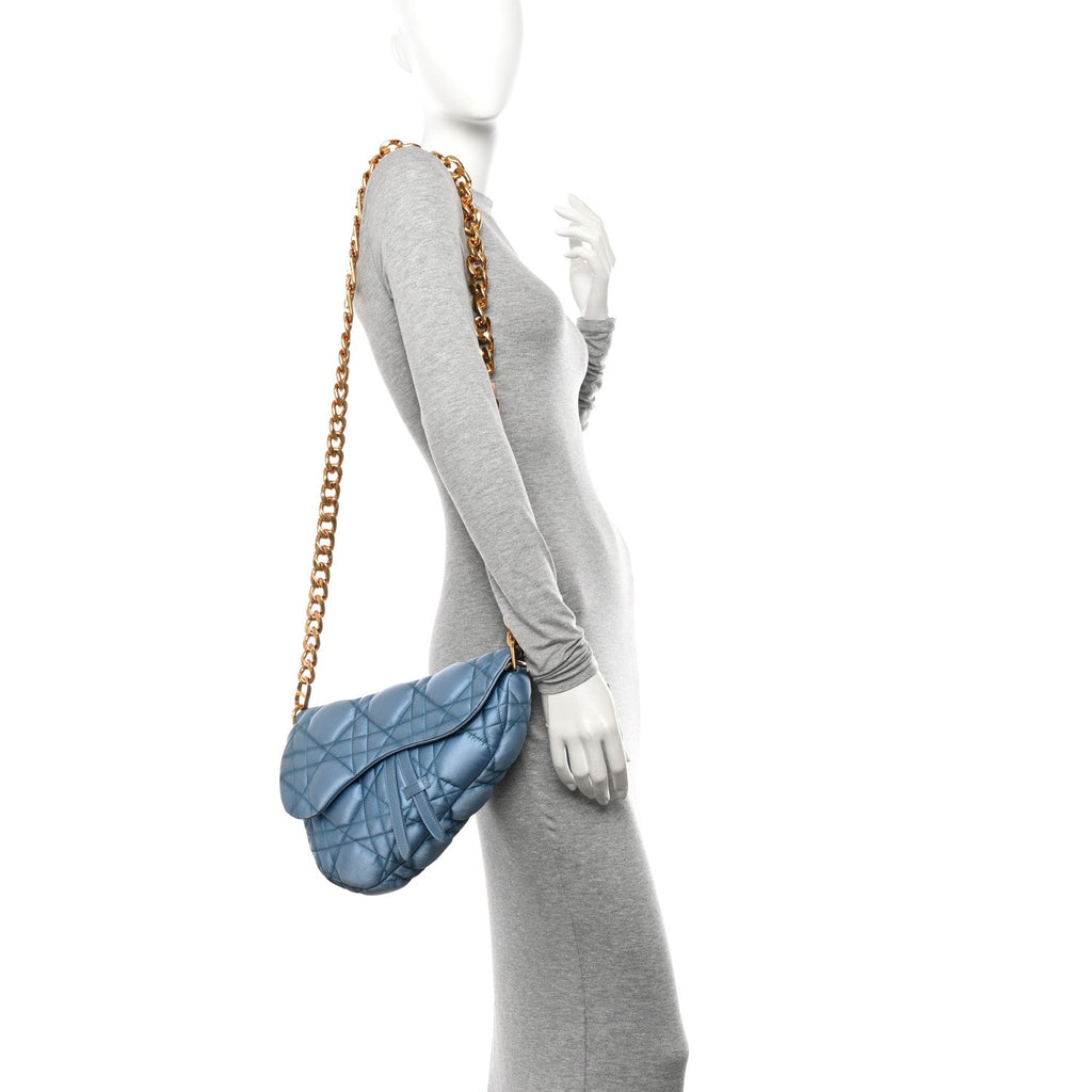 X ERL Satin Cannage Micro Venice Saddle Bag Blue