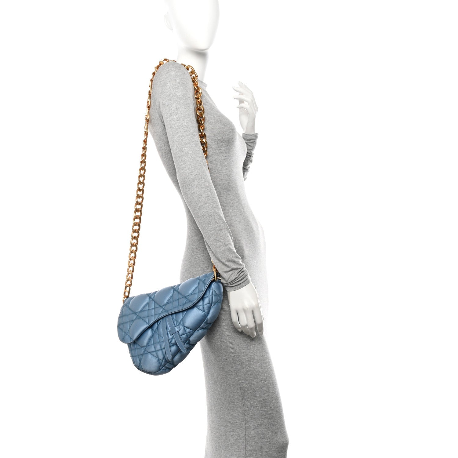 X ERL Satin Cannage Micro Venice Saddle Bag Blue
