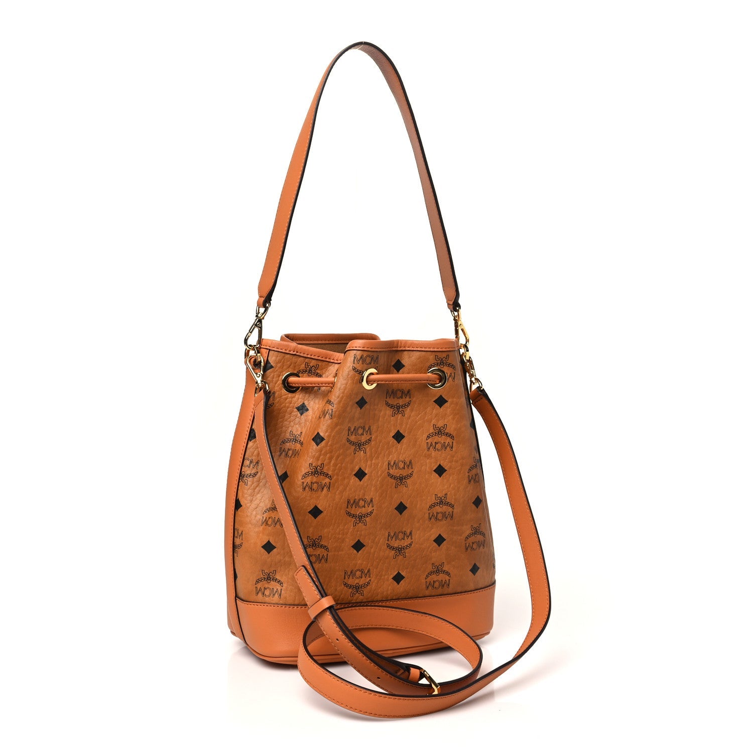 Visetos Medium Dessau Drawstring Bucket Bag Cognac