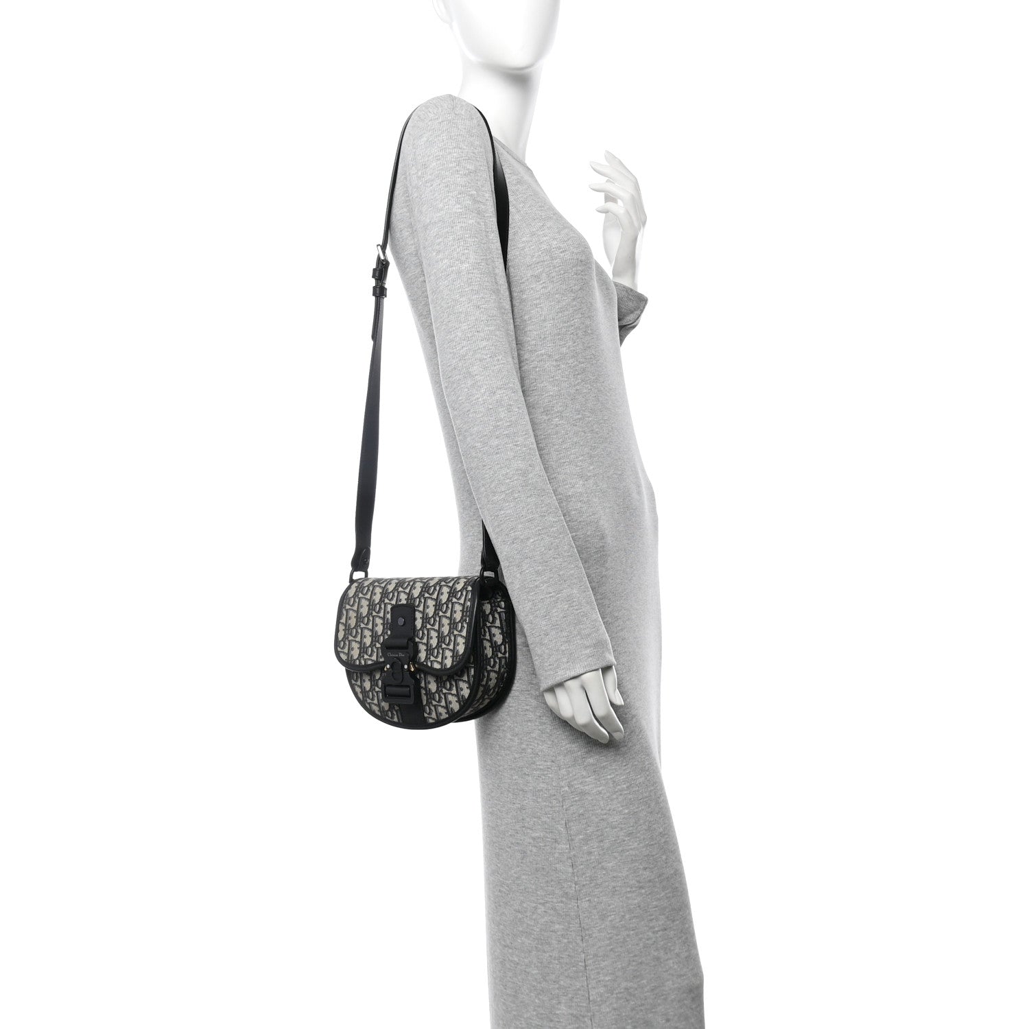 Oblique Grained Calfskin Mini Gallop Bag With Strap Black Beige
