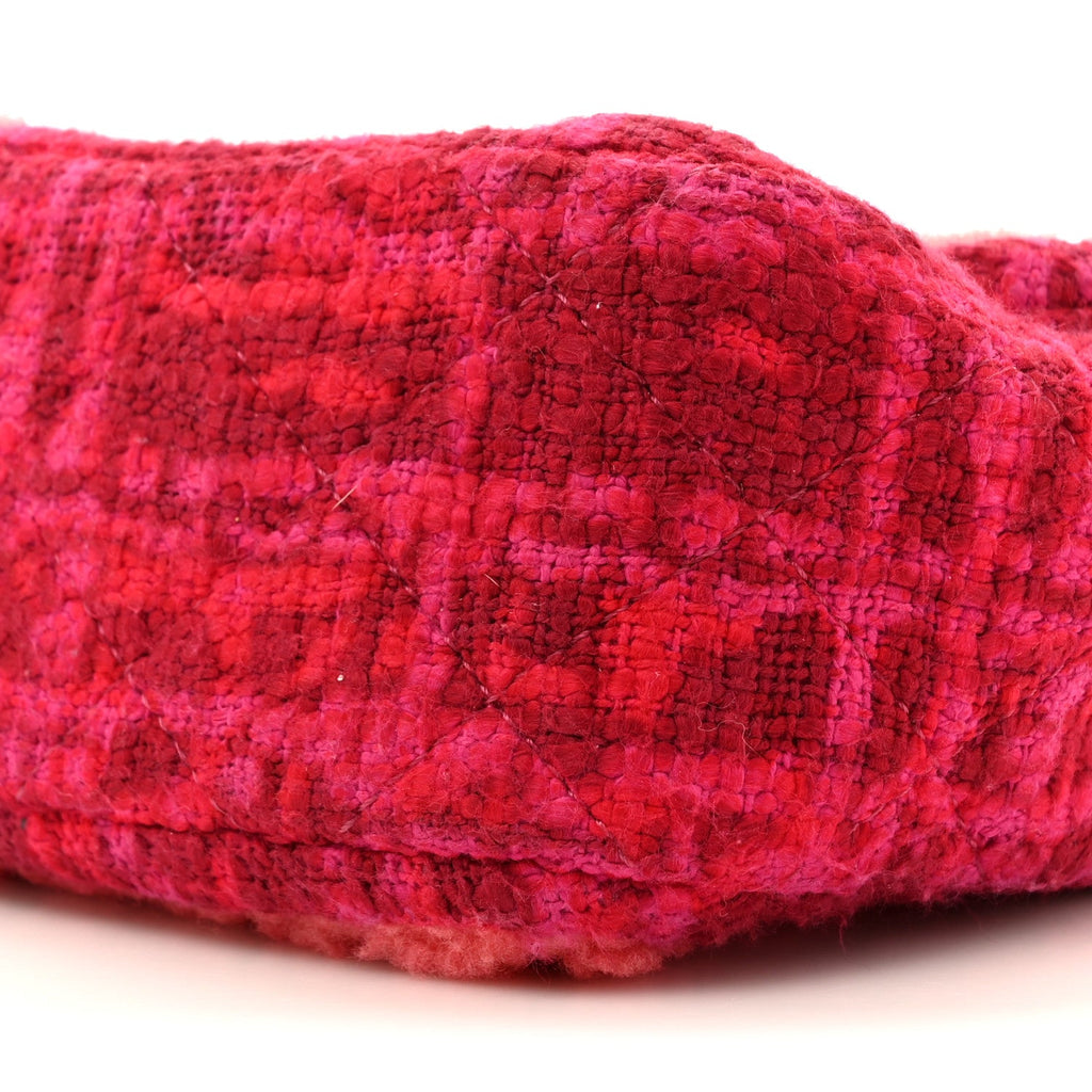 Shearling Tweed Quilted Mini Square Flap Bag Pink