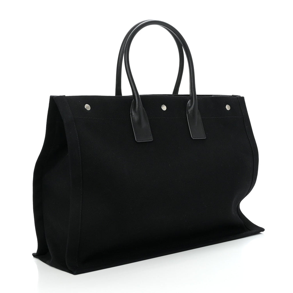Linen Calfskin Rive Gauche Tote Black