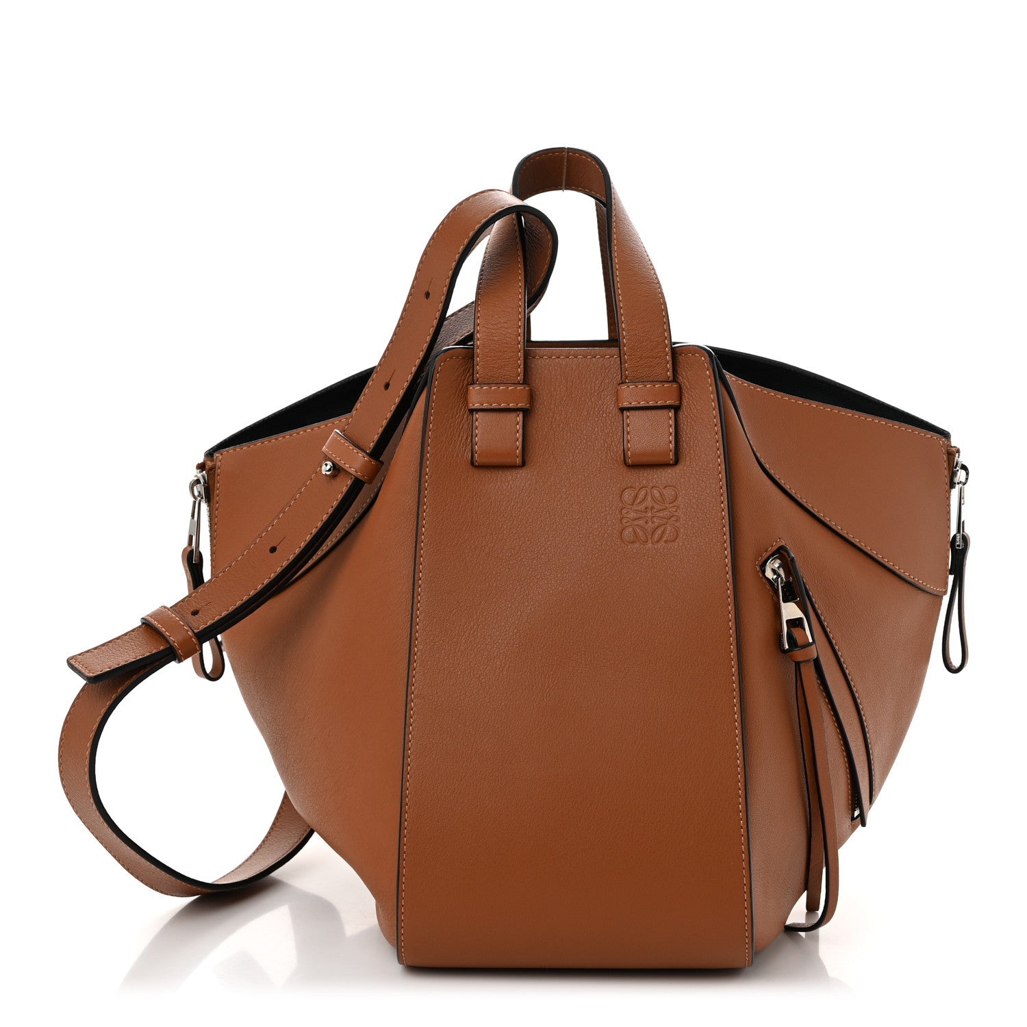 Grained Calfskin Small Hammock Shoulder Bag Tan