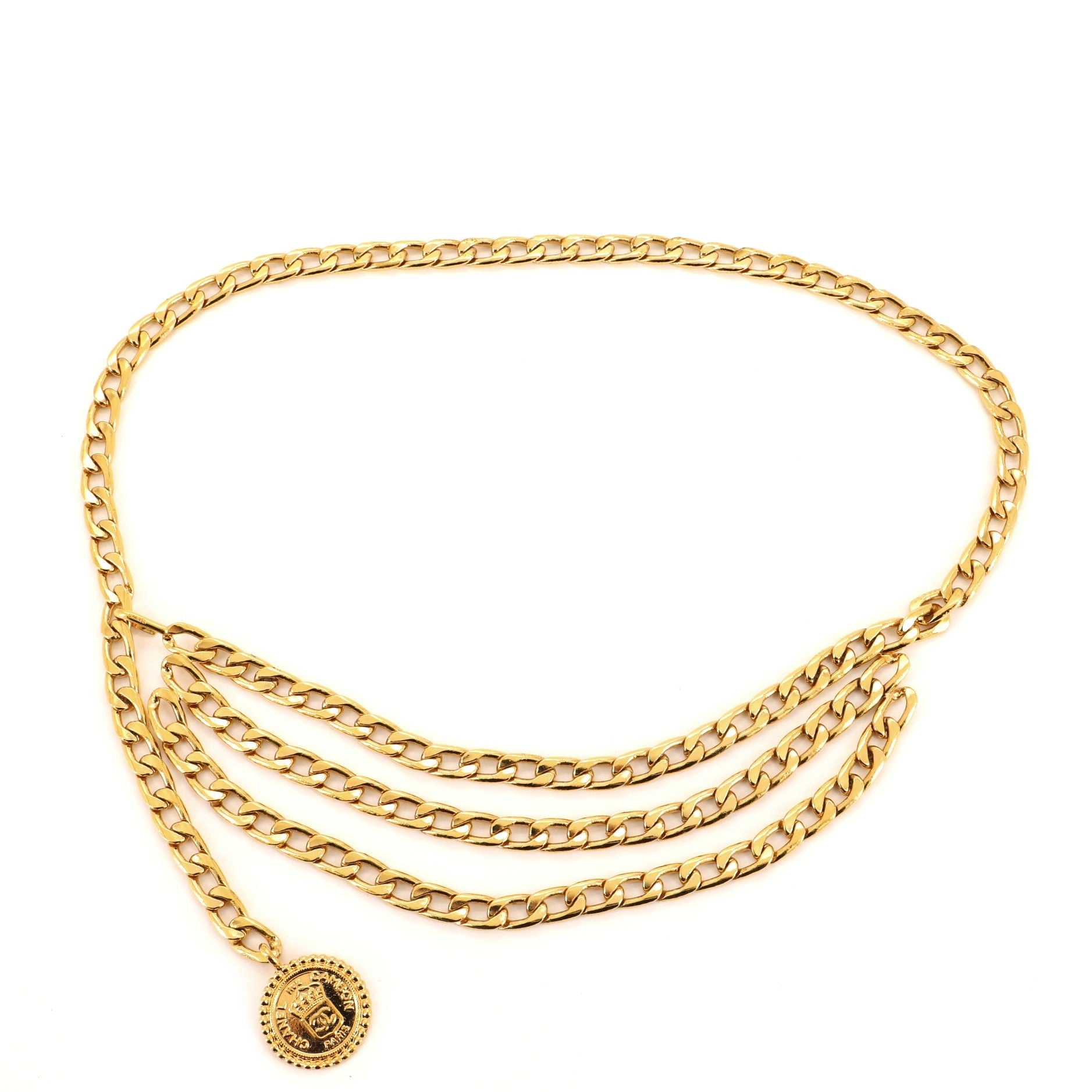 Vintage Medallion Chain Belt Metal 90