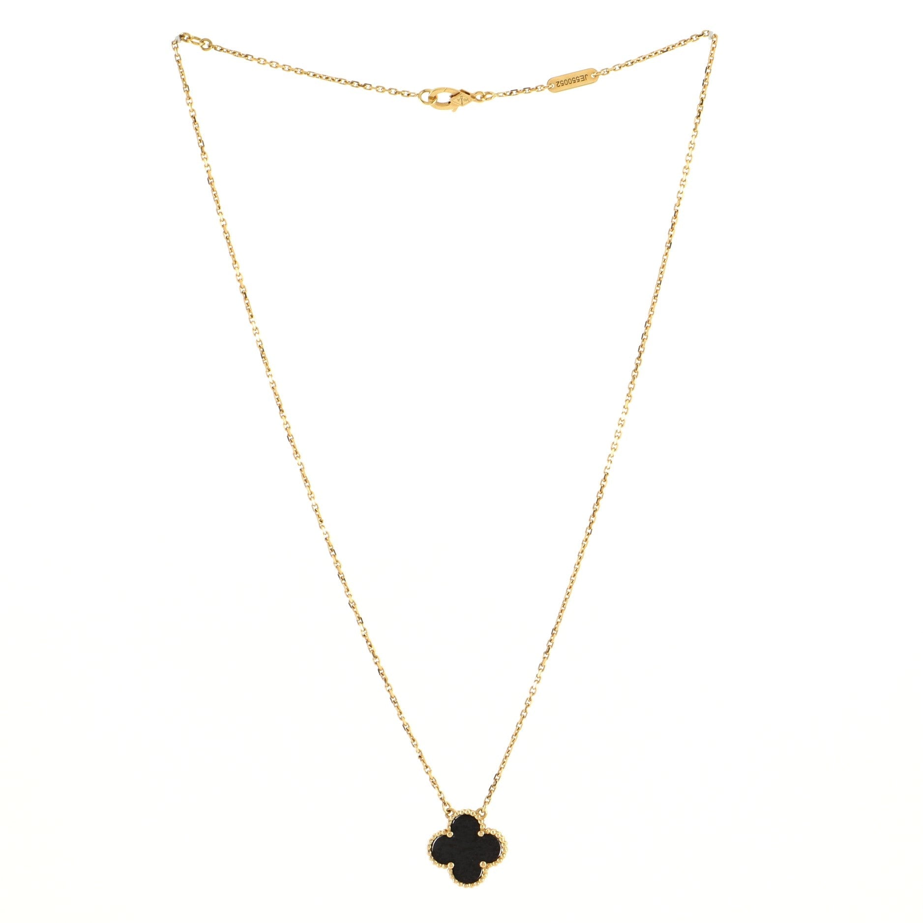 Vintage Alhambra Pendant Necklace 18K Yellow Gold and Onyx