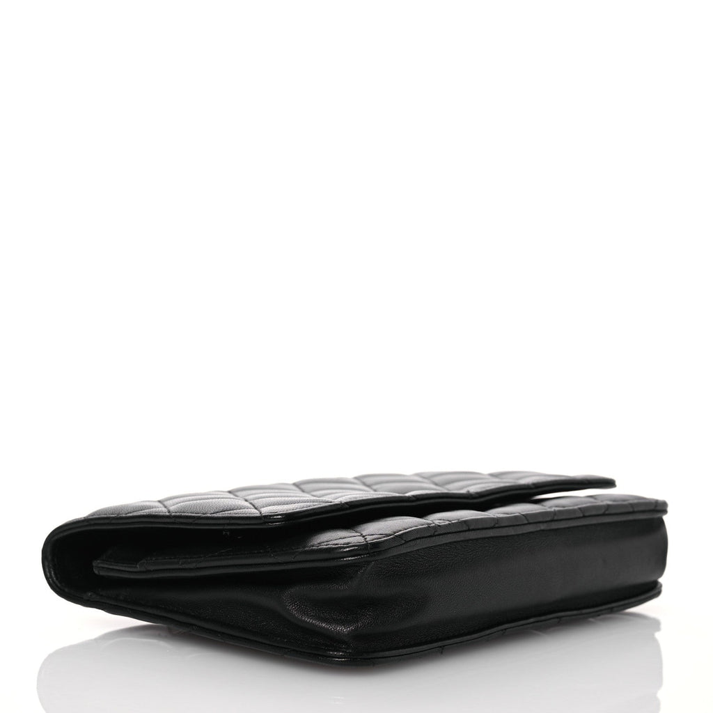 Lambskin Quilted Wallet On Chain WOC Black
