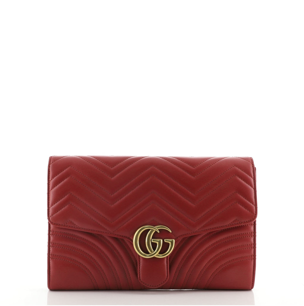 GG Marmont Flap Clutch Matelasse Leather