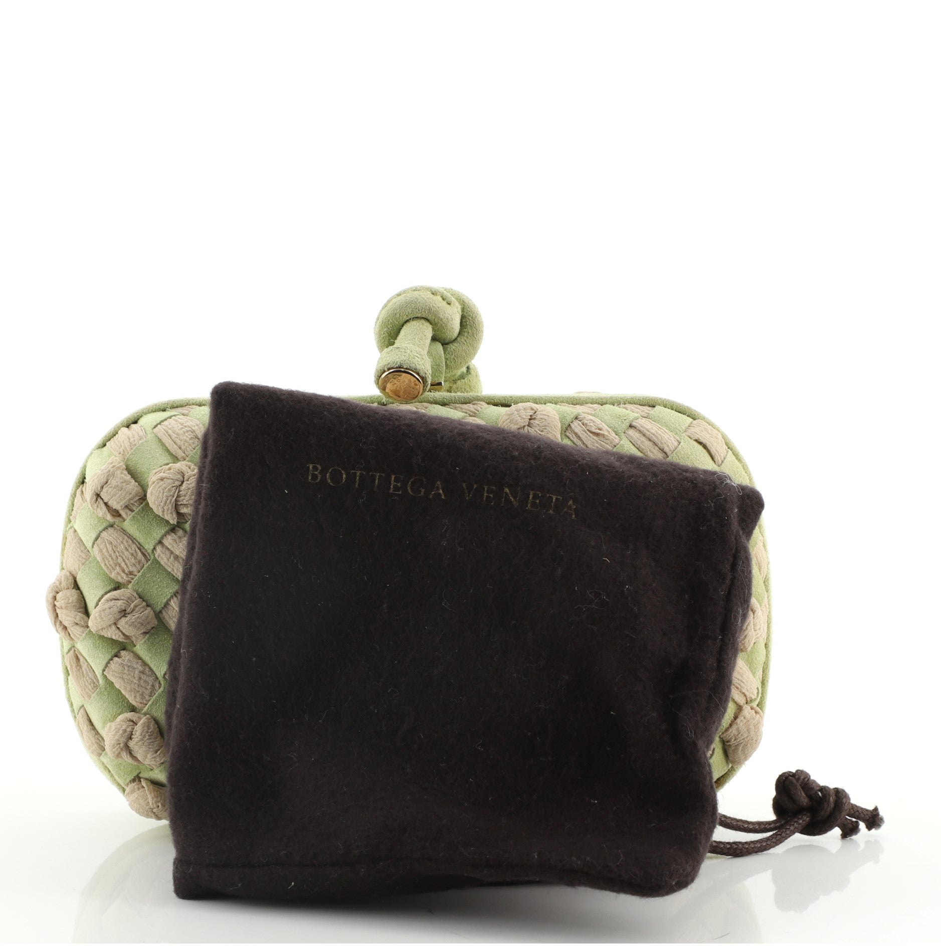Box Knot Clutch Intrecciato Suede and Fabric Small