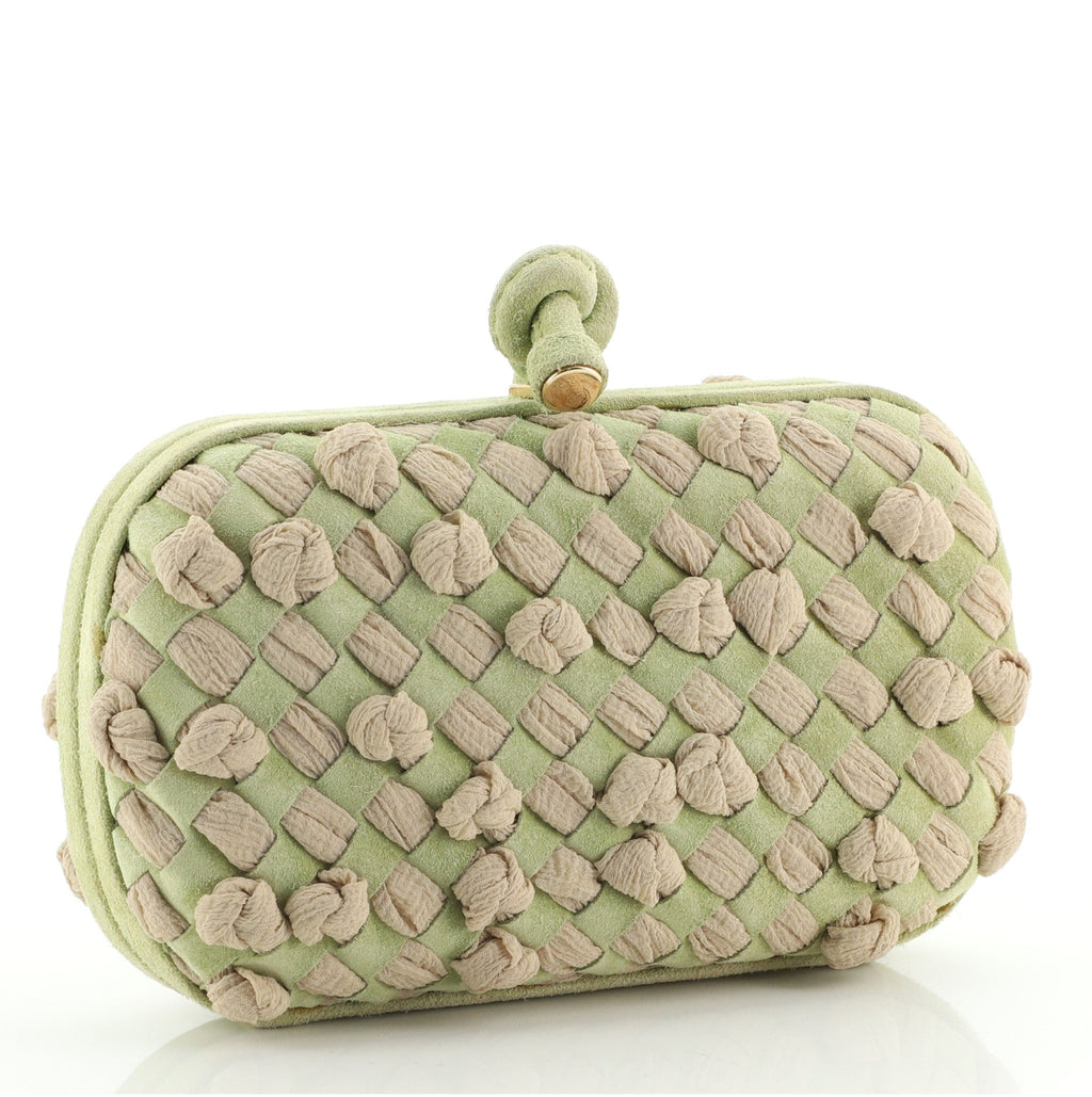 Box Knot Clutch Intrecciato Suede and Fabric Small