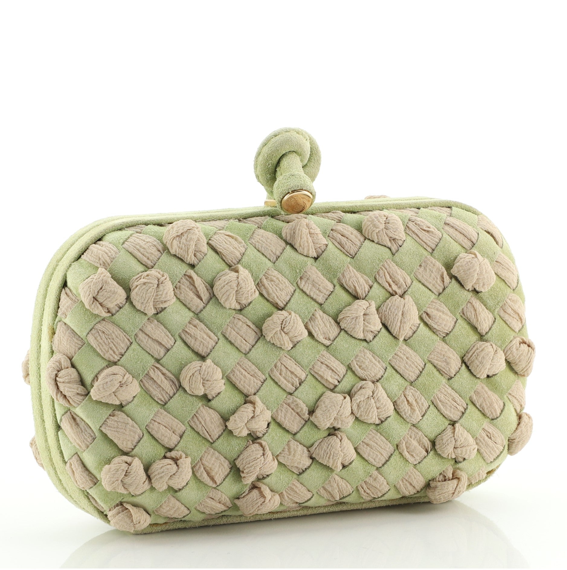 Box Knot Clutch Intrecciato Suede and Fabric Small