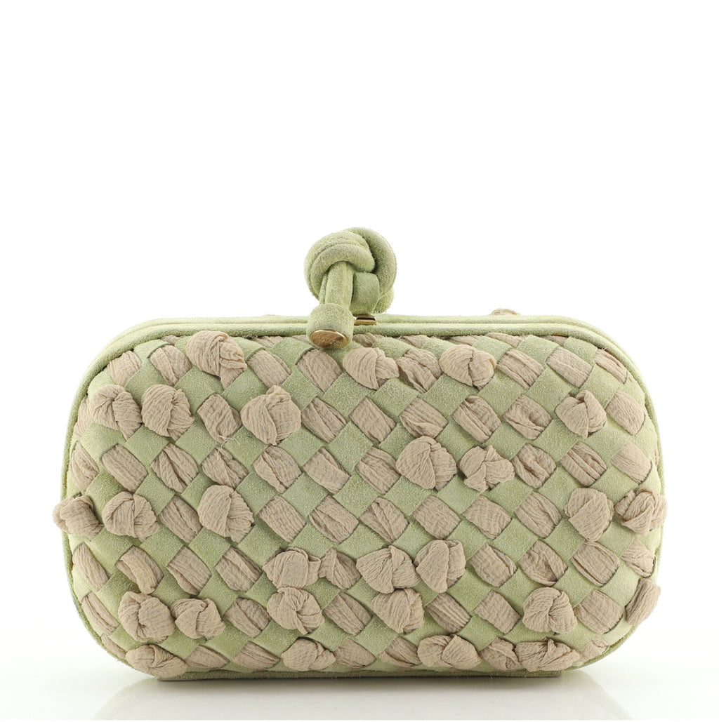 Box Knot Clutch Intrecciato Suede and Fabric Small