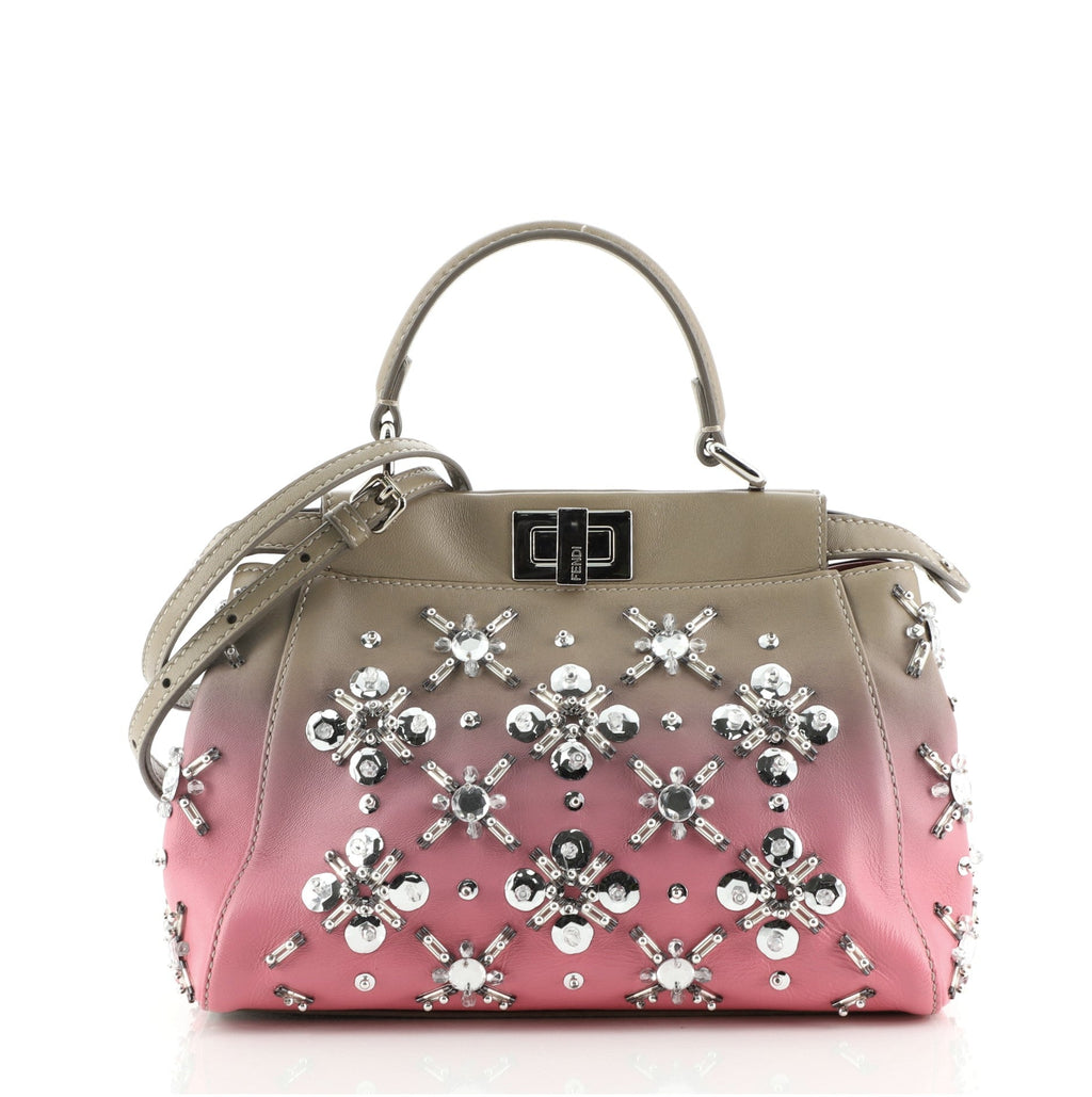 Peekaboo Bag Crystal Embellished Ombre Leather Mini