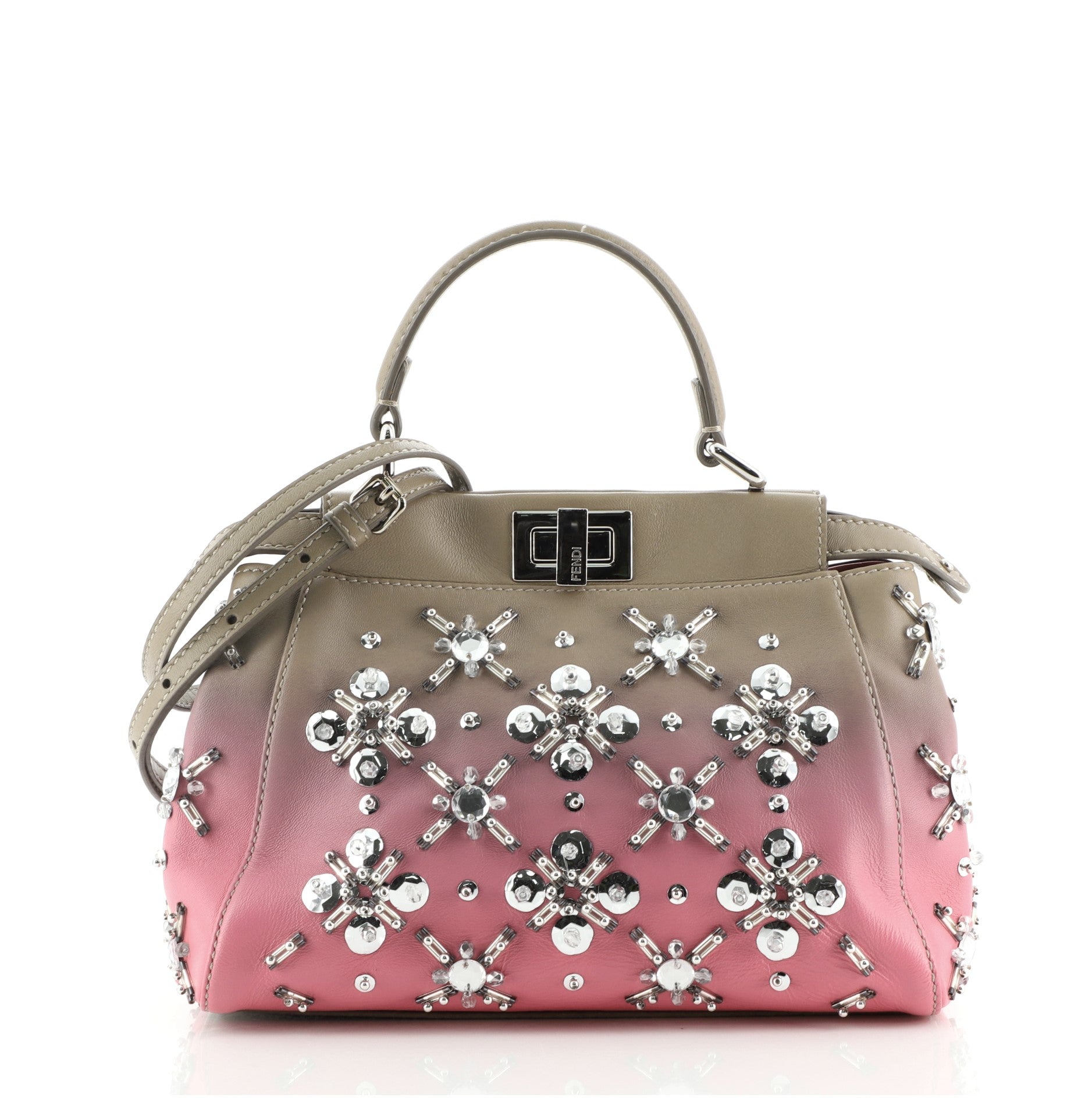 Peekaboo Bag Crystal Embellished Ombre Leather Mini