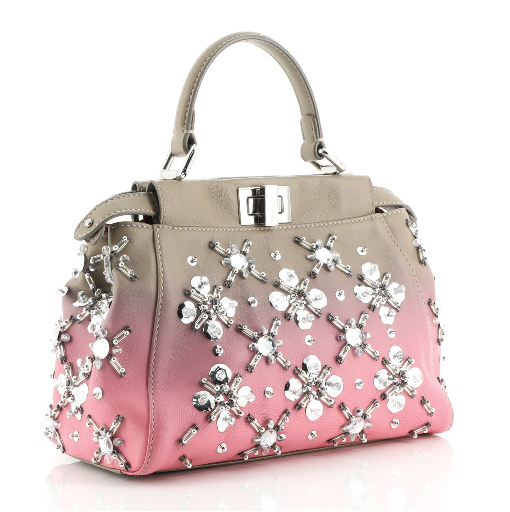 Peekaboo Bag Crystal Embellished Ombre Leather Mini