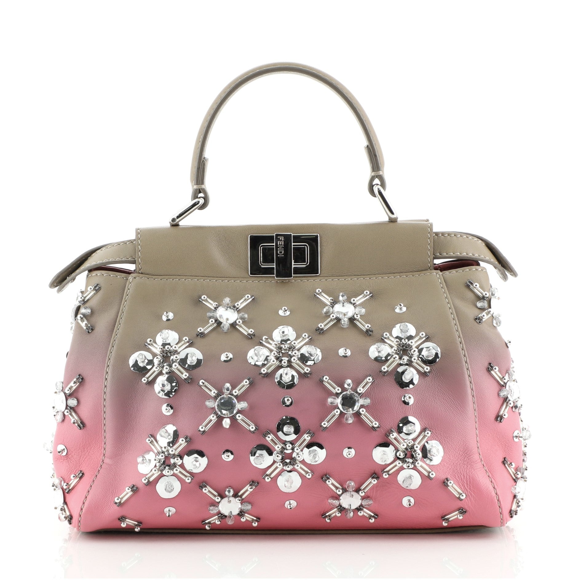 Peekaboo Bag Crystal Embellished Ombre Leather Mini