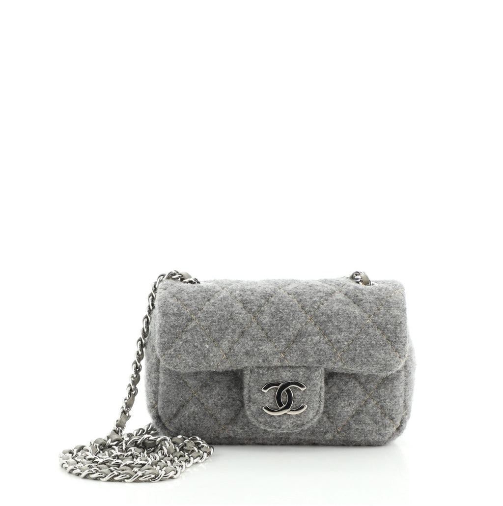 Chain Flap Bag Quilted Wool Extra Mini
