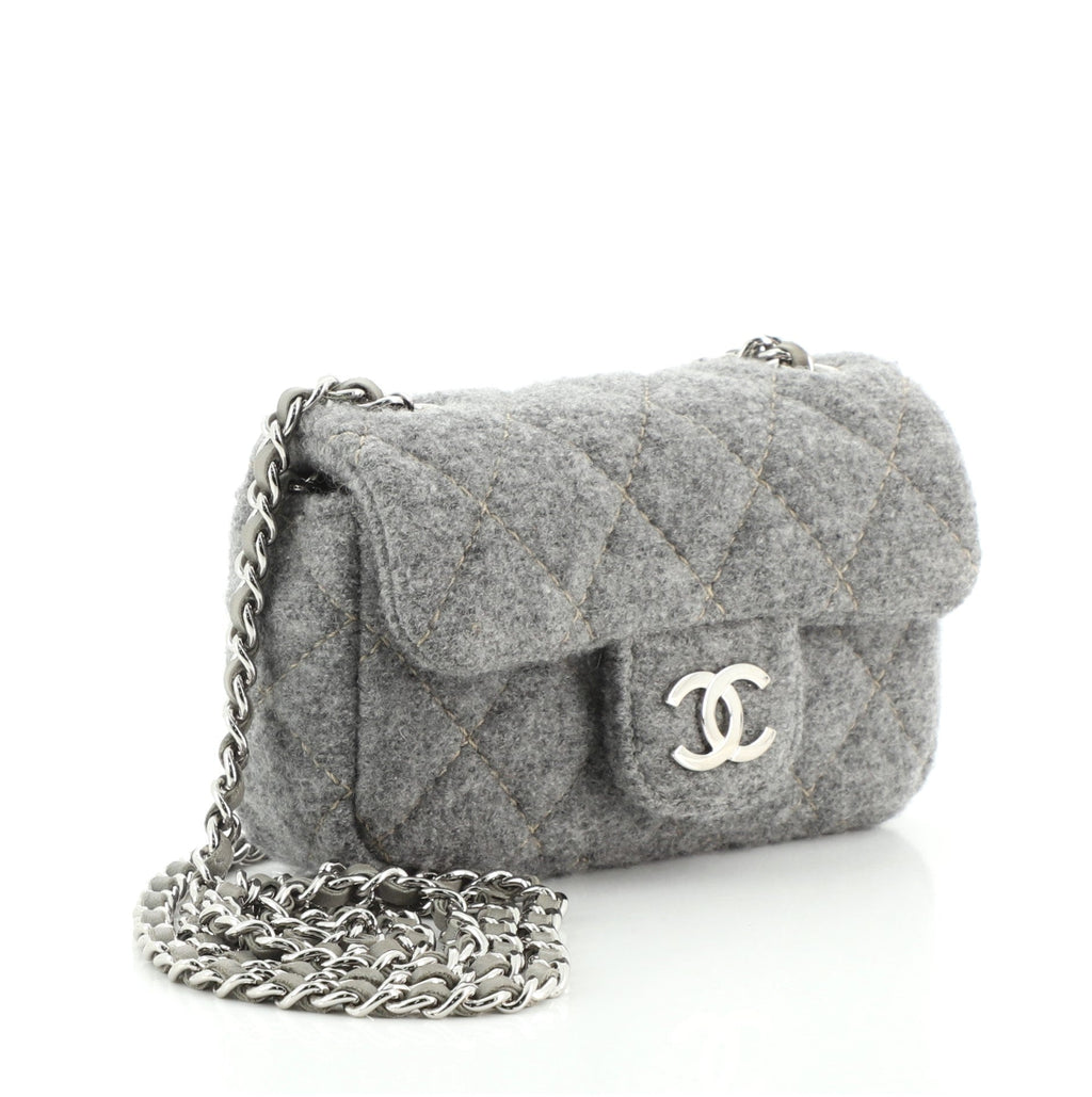 Chain Flap Bag Quilted Wool Extra Mini