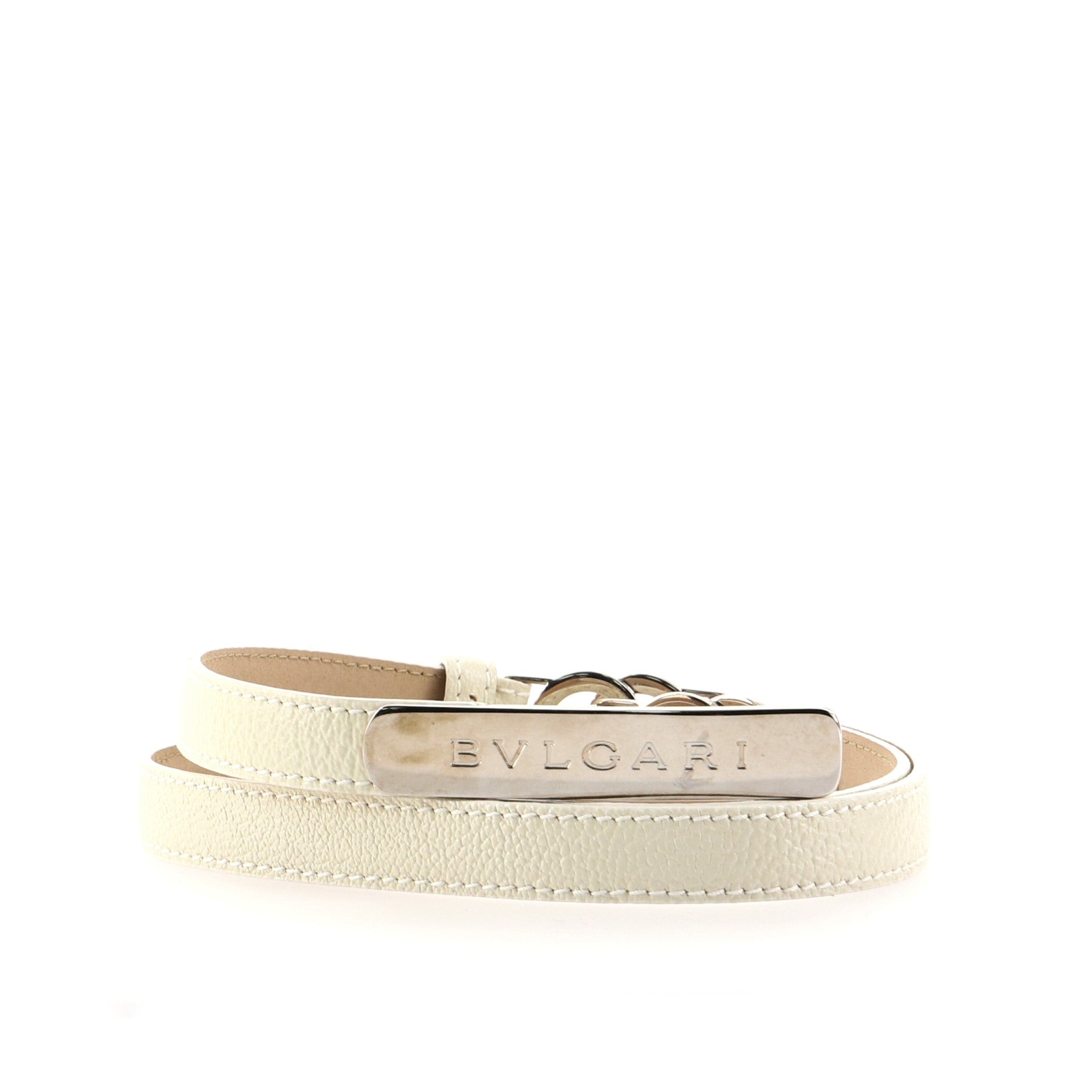 Double Ring Bvlgari Belt Metal with Leather Thin 85