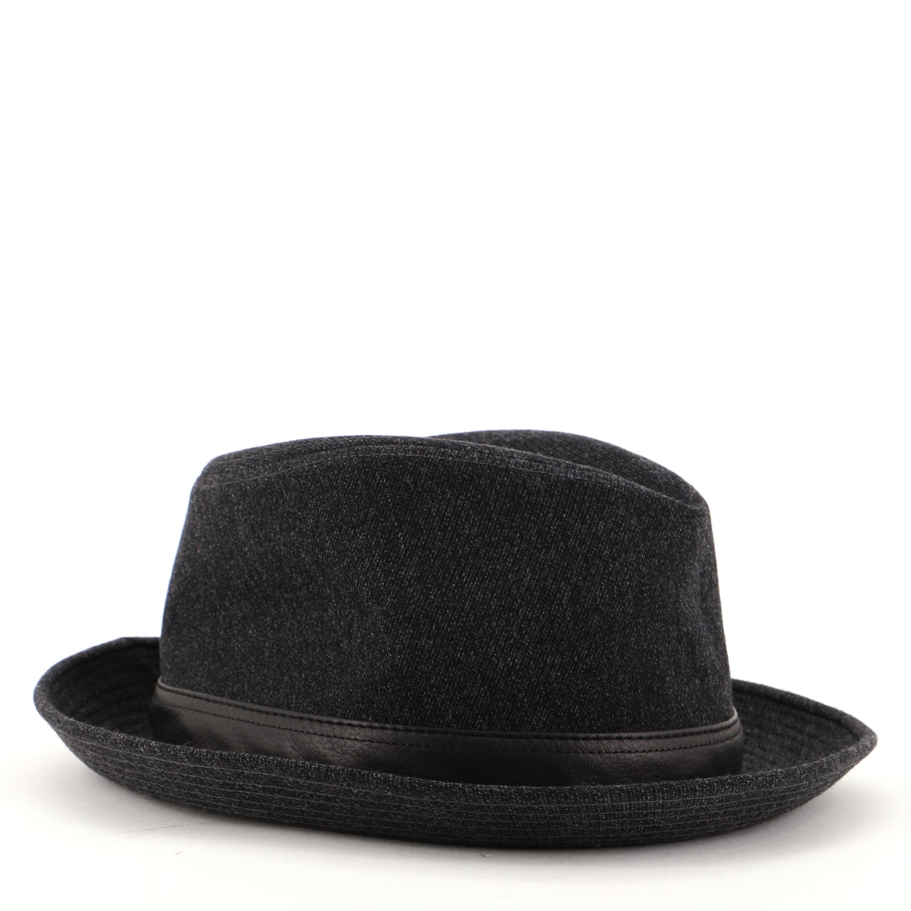 Fedora Hat Wool with Leather Medium
