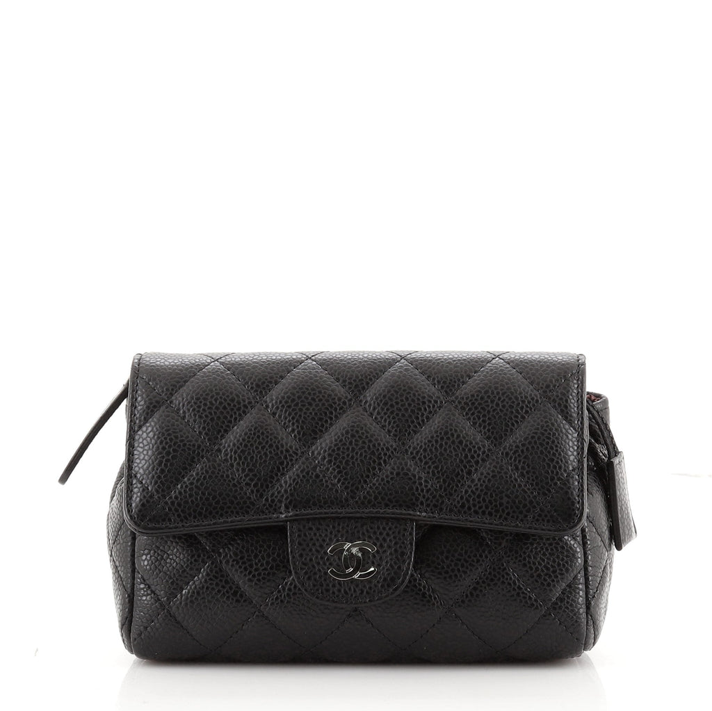 Flap Cosmetic Case Quilted Caviar Small