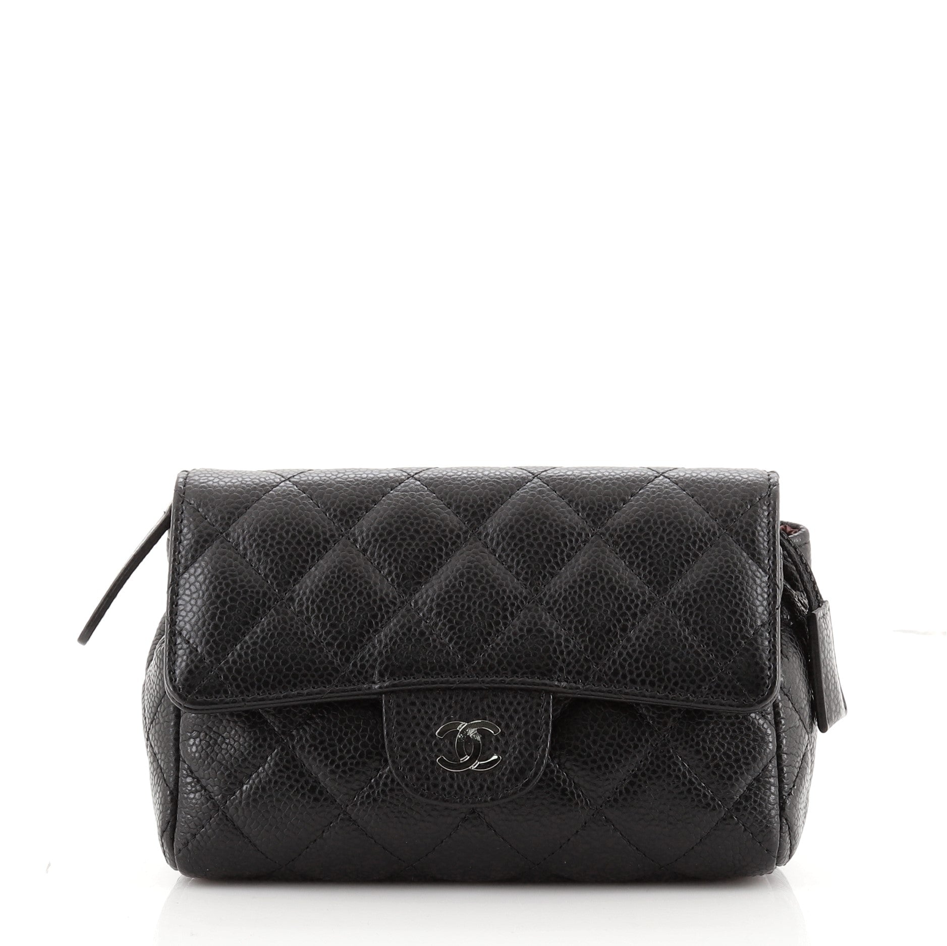 Flap Cosmetic Case Quilted Caviar Small