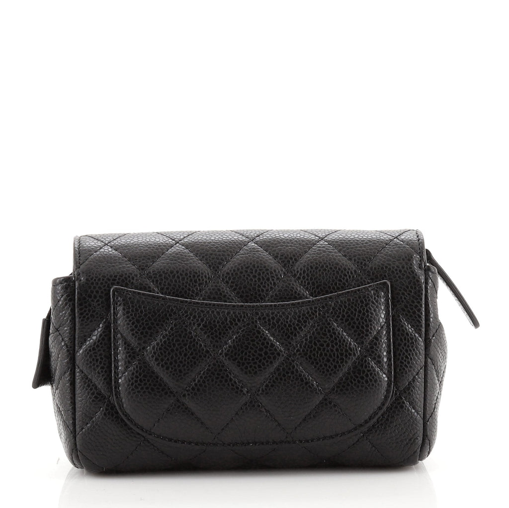 Flap Cosmetic Case Quilted Caviar Small