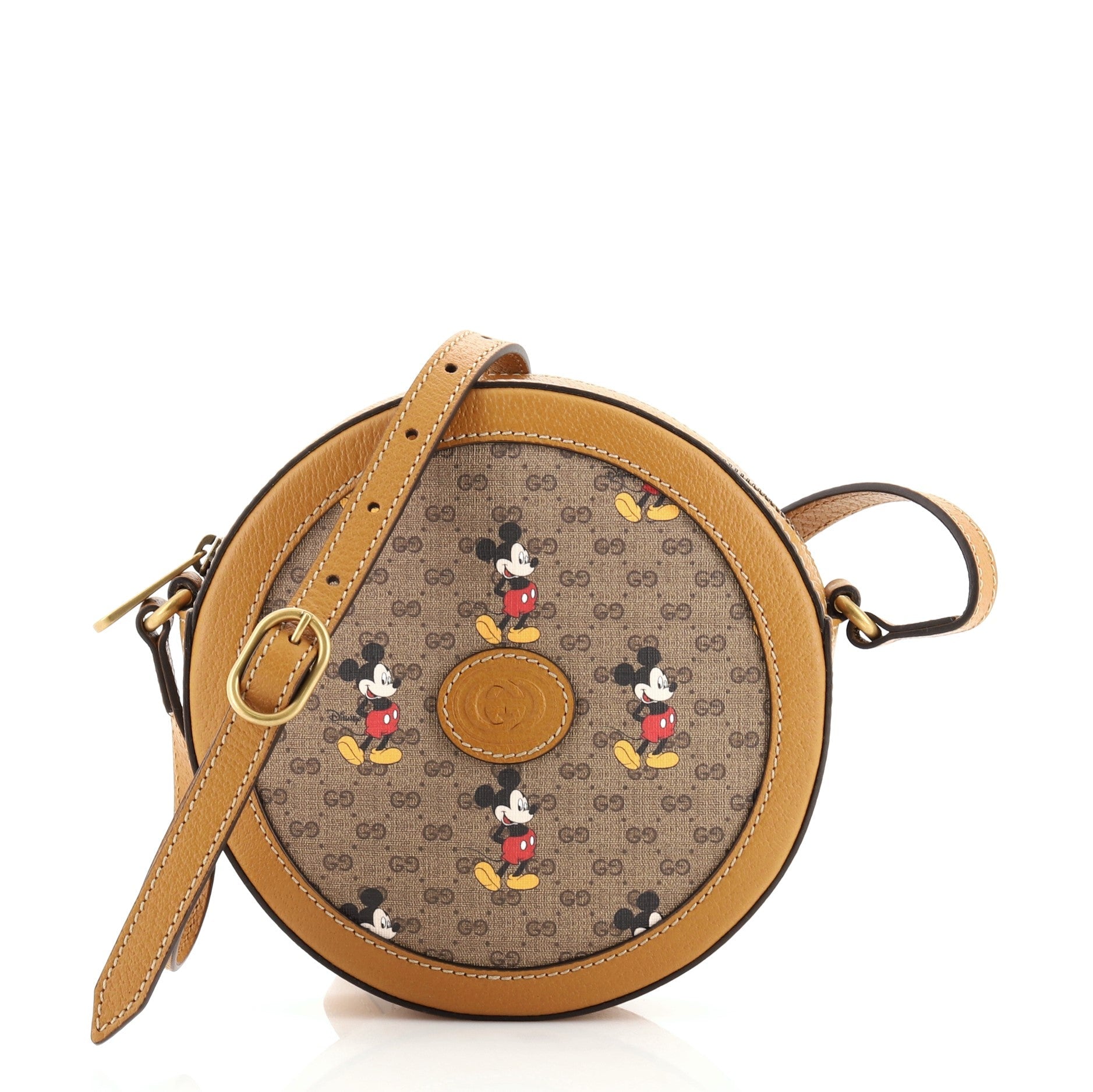 Disney Mickey Mouse Round Shoulder Bag Printed Mini GG Coated Canvas