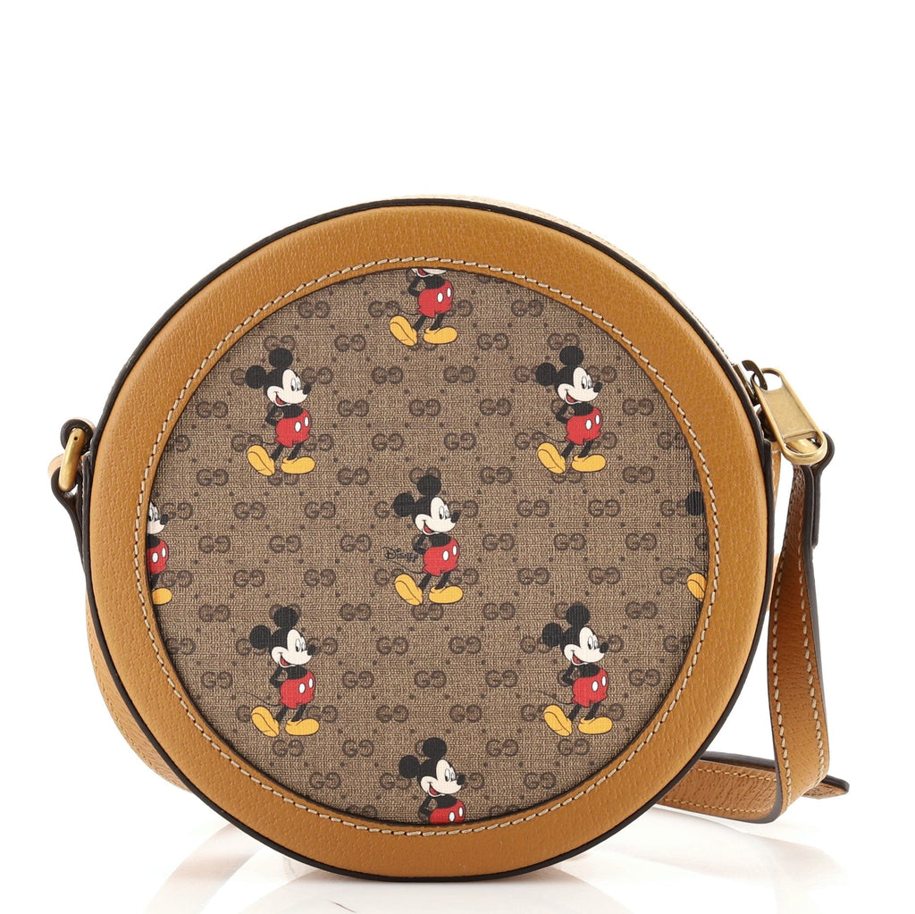 Disney Mickey Mouse Round Shoulder Bag Printed Mini GG Coated Canvas