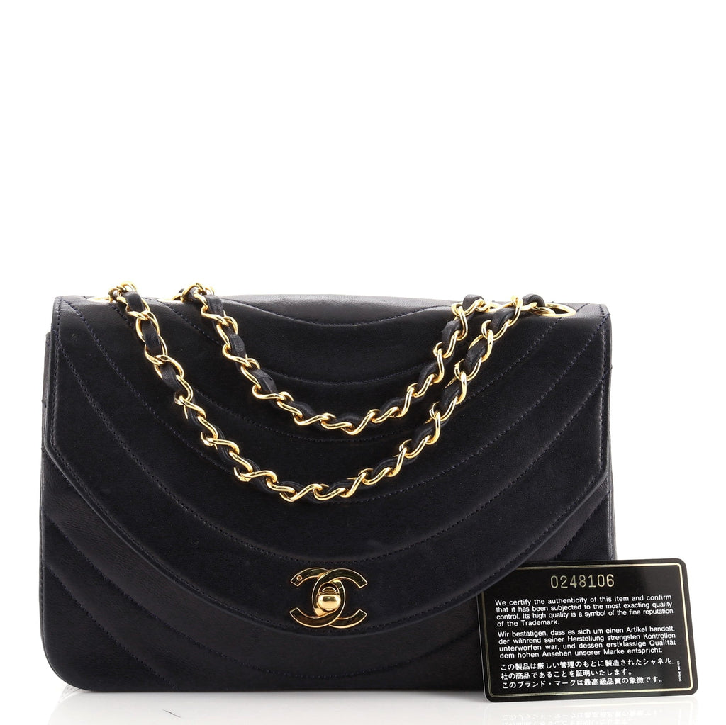 Vintage Round Flap Bag Horizontal Quilted Lambskin Mini