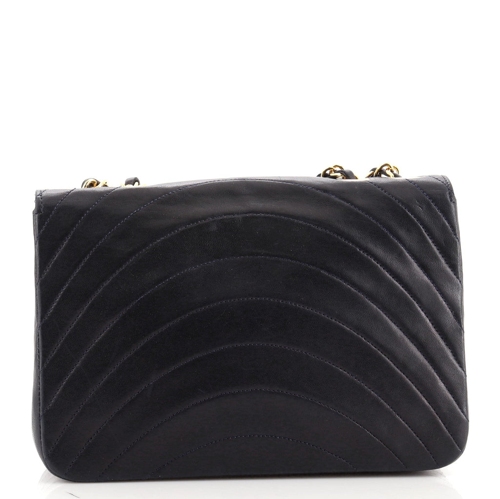 Vintage Round Flap Bag Horizontal Quilted Lambskin Mini