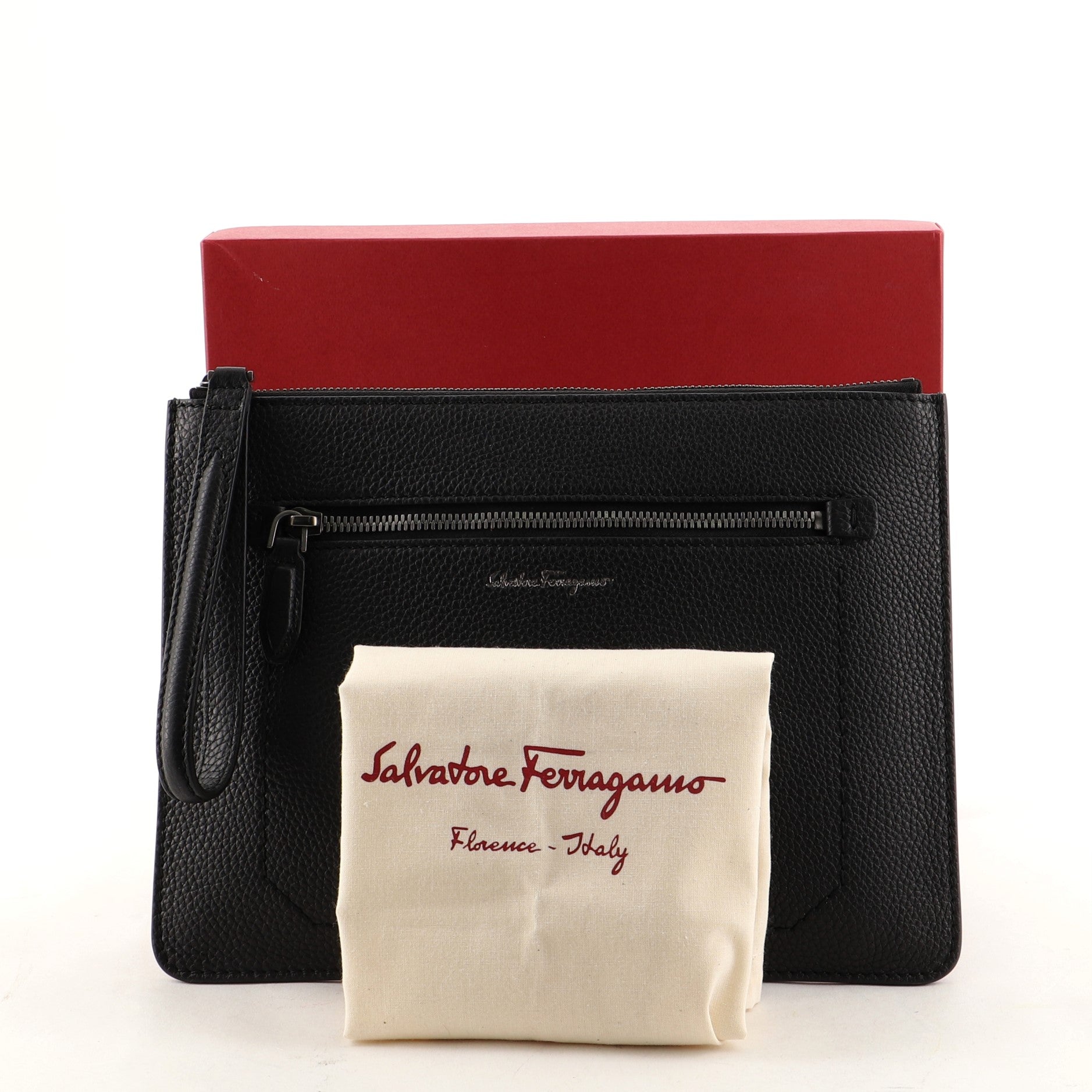 Front Pocket Wristlet Clutch Leather Medium