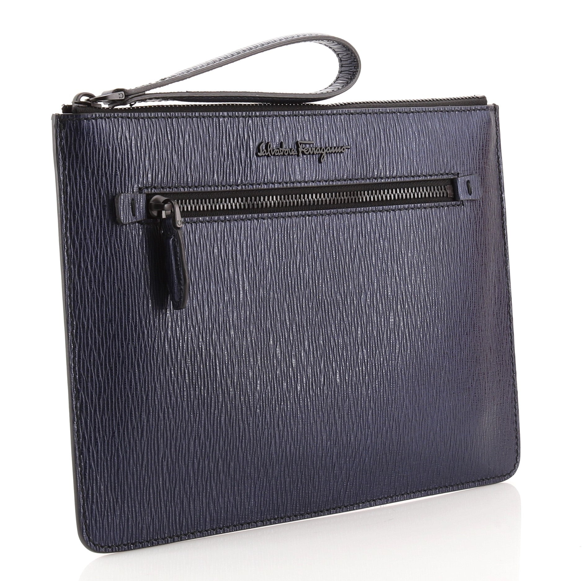 Front Pocket Wristlet Clutch Leather Medium