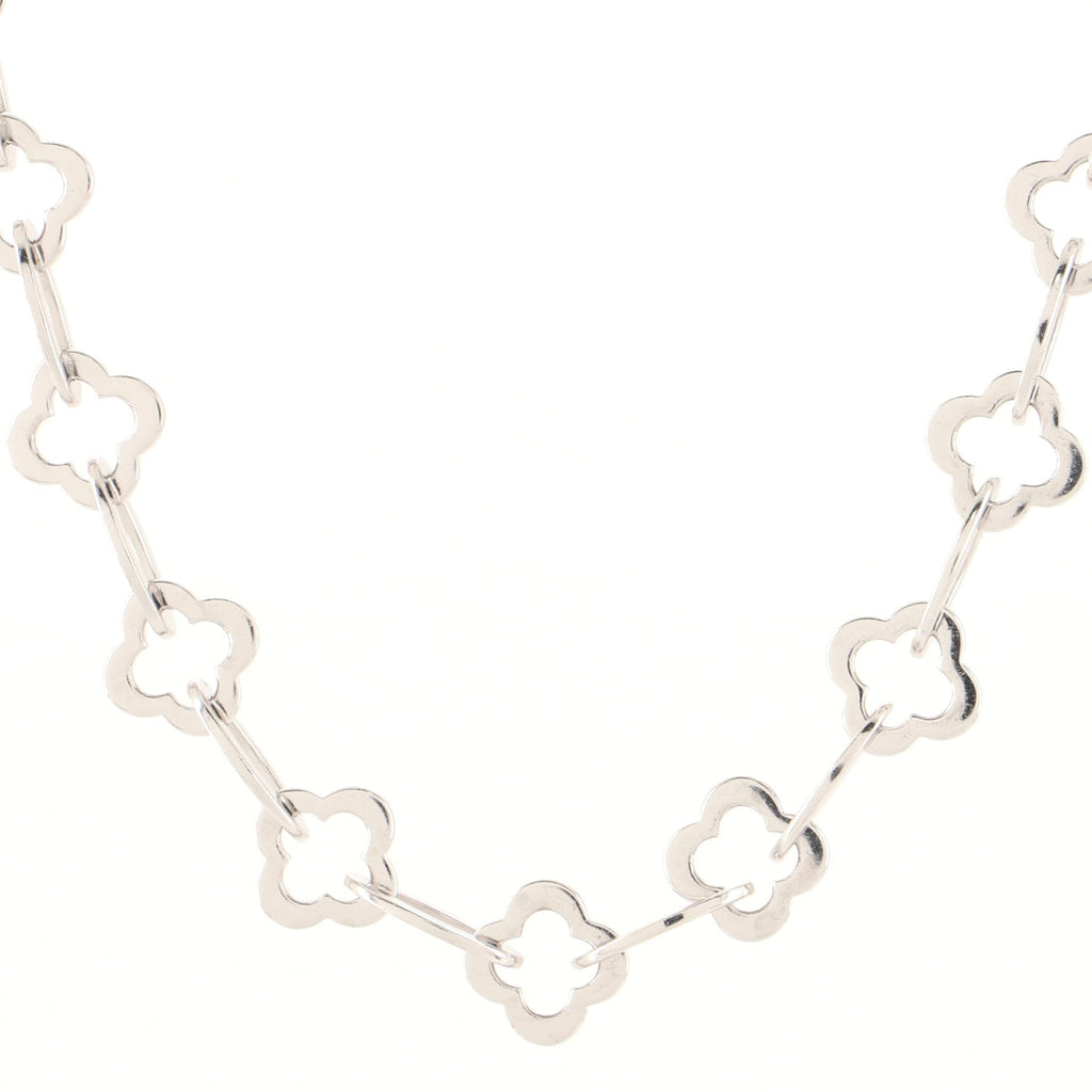 Byzantine Alhambra Chain Link Necklace 18K White Gold