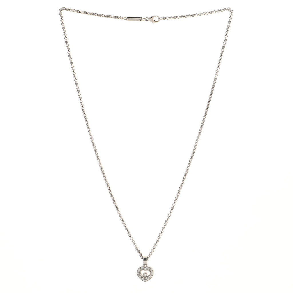 Happy Diamonds Heart Pendant Necklace 18K White Gold and Diamond